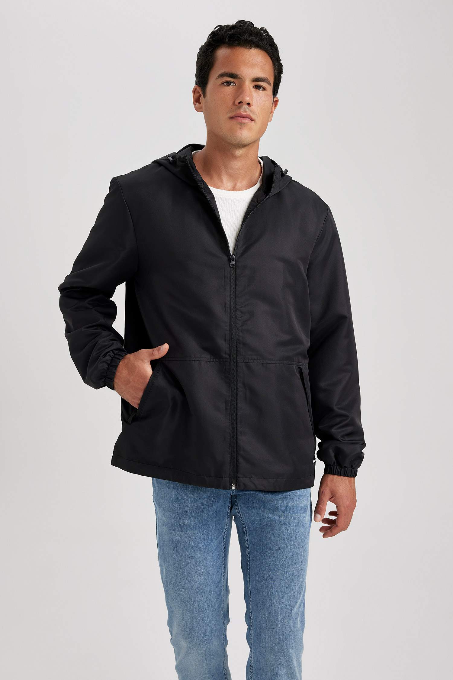 Slim Fit Hooded Zippered Light Waterproof Jacket
