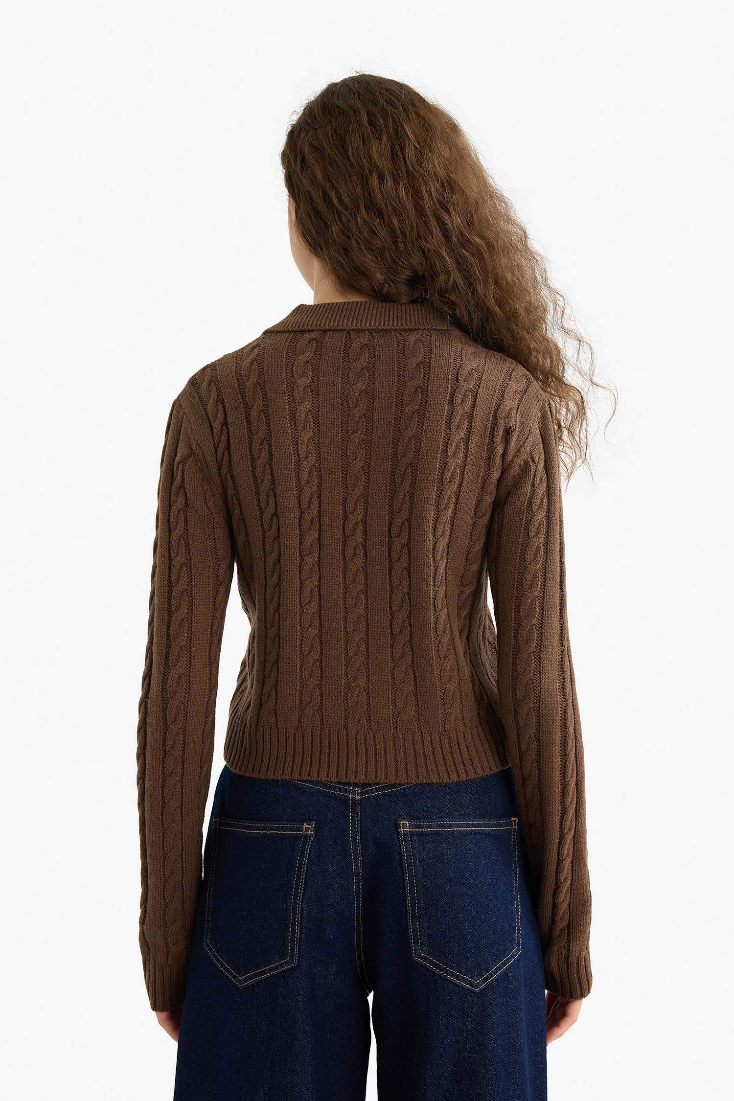 Regular Fit Polo Yaka Fermuarlı Triko Hırka