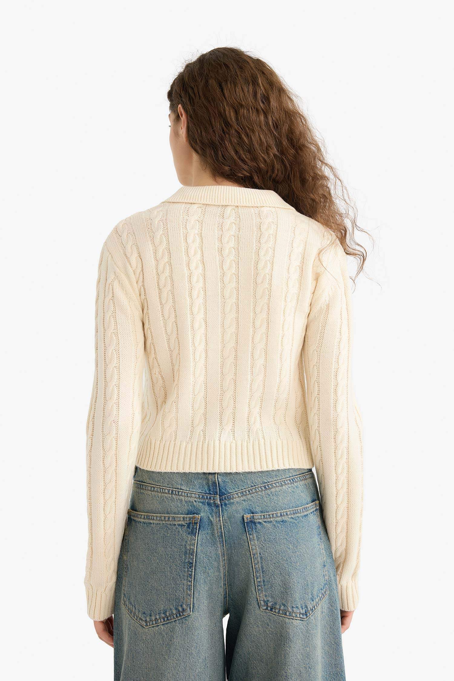 Regular Fit Polo Yaka Fermuarlı Triko Hırka