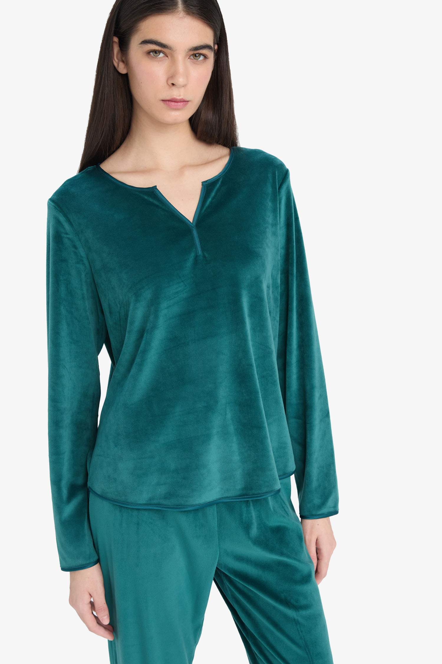 Pijama Takımı Regular Fit Uzun Kollu Velur Üst Uzun Alt