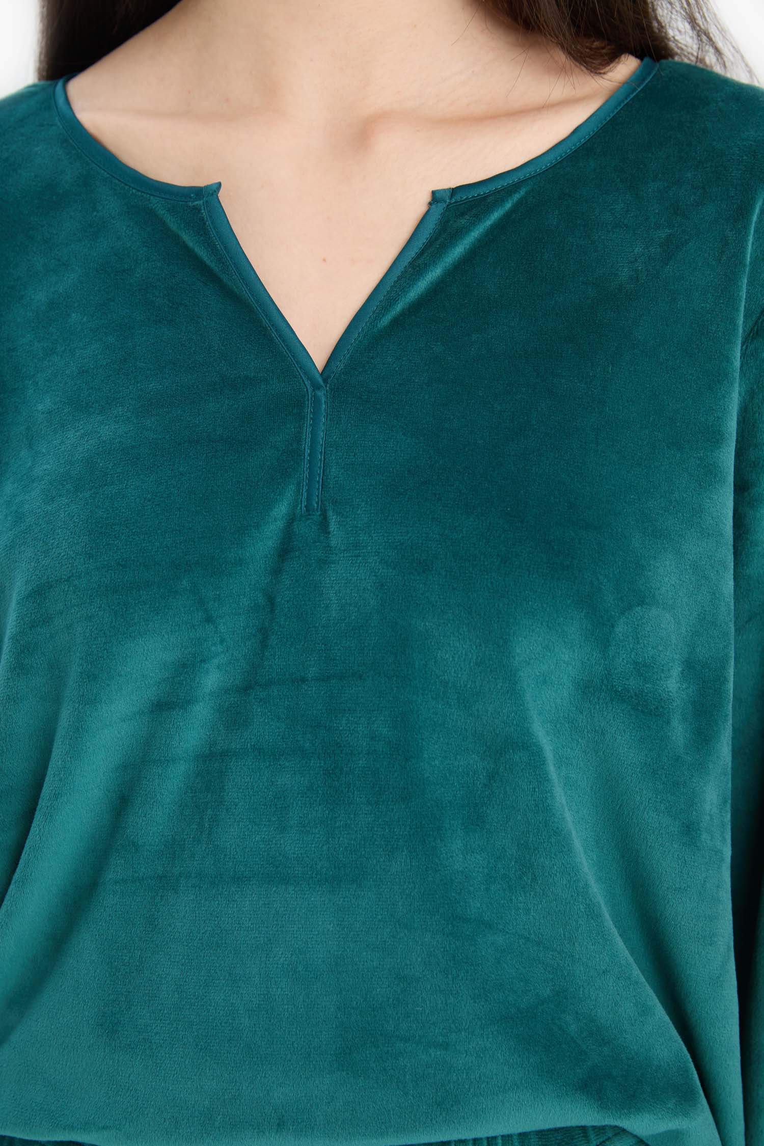 Pijama Takımı Regular Fit Uzun Kollu Velur Üst Uzun Alt