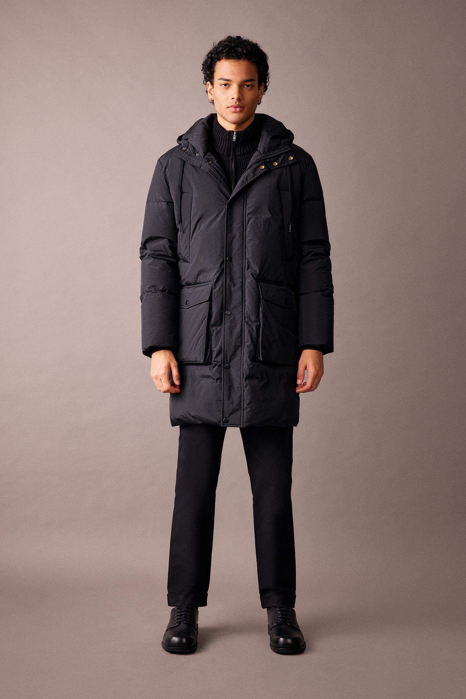 Su İtici Rüzgar Geçirmez Kapüşonlu Astarlı Fermuarlı Cepli Şişme Mont Parka