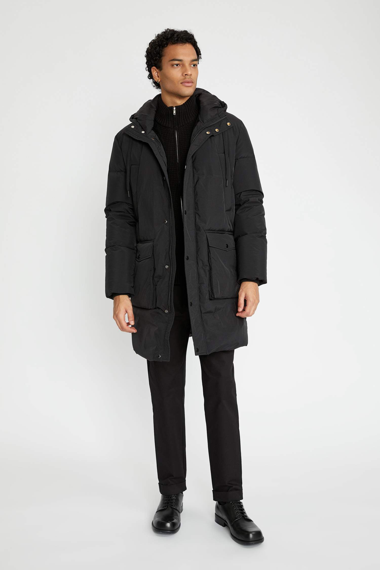 Su İtici Rüzgar Geçirmez Kapüşonlu Astarlı Fermuarlı Cepli Şişme Mont Parka