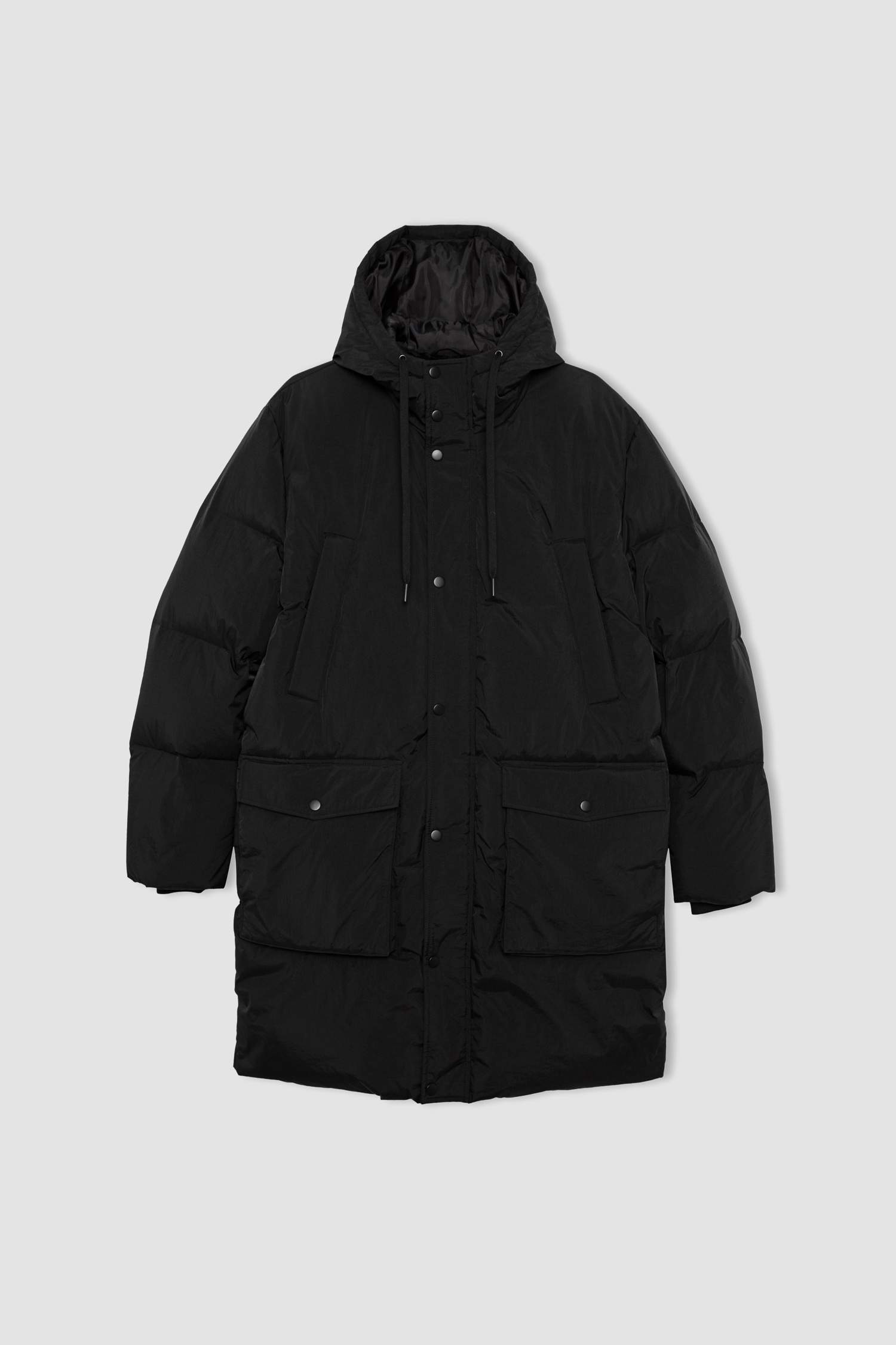 Su İtici Rüzgar Geçirmez Kapüşonlu Astarlı Fermuarlı Cepli Şişme Mont Parka