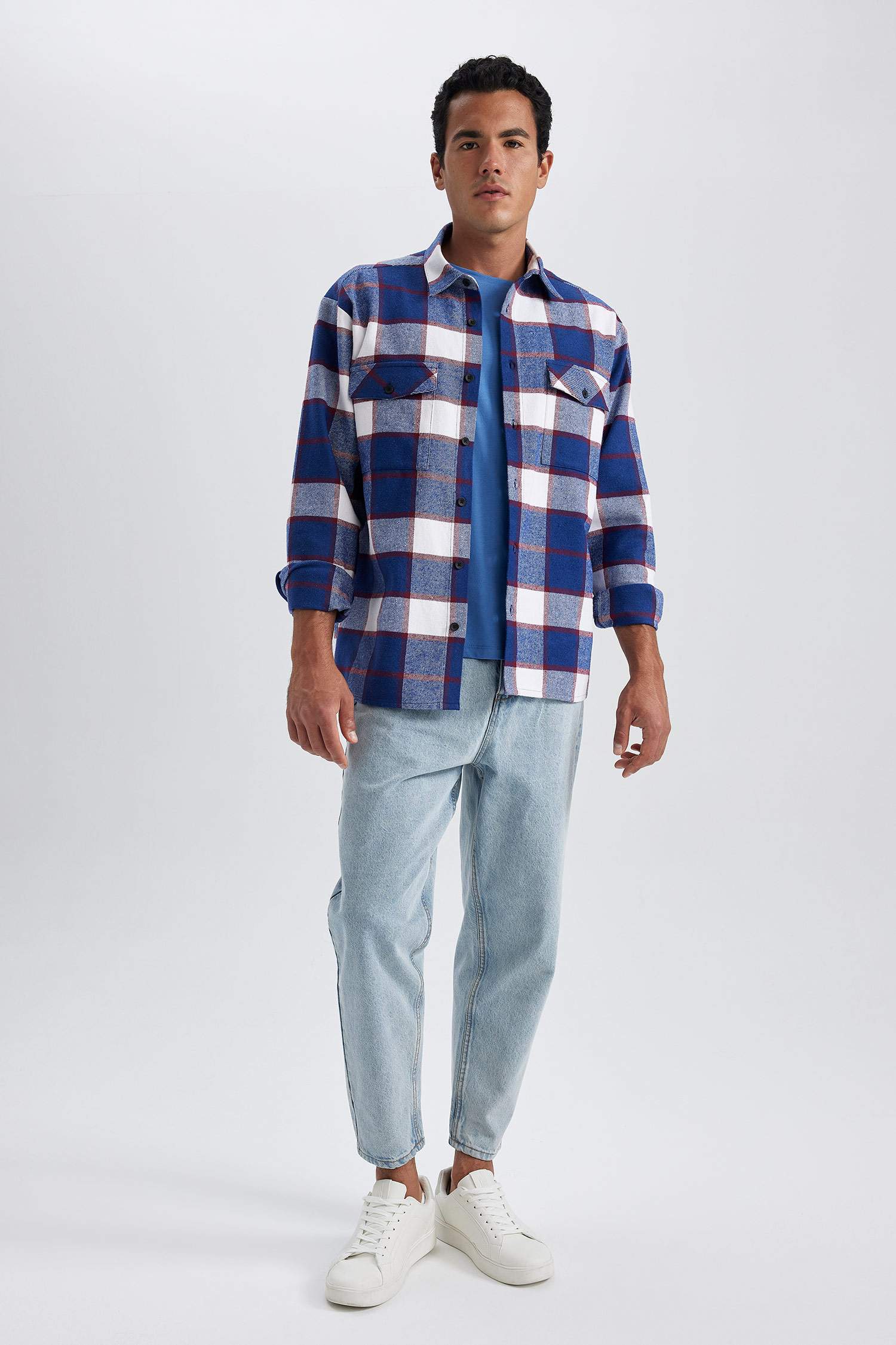 релакс пішімі чек Ұзын жеңді көйлек