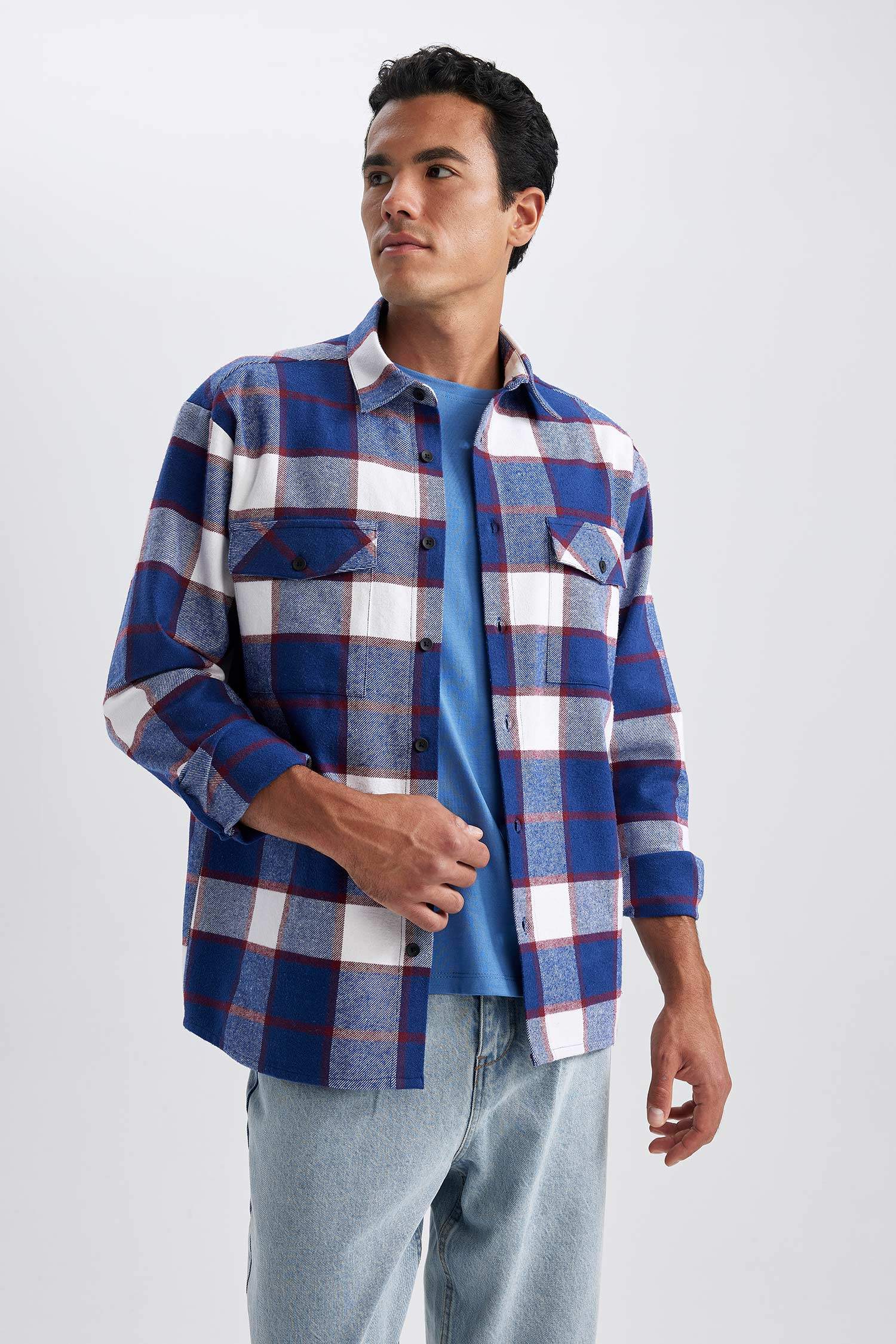 релакс пішімі чек Ұзын жеңді көйлек