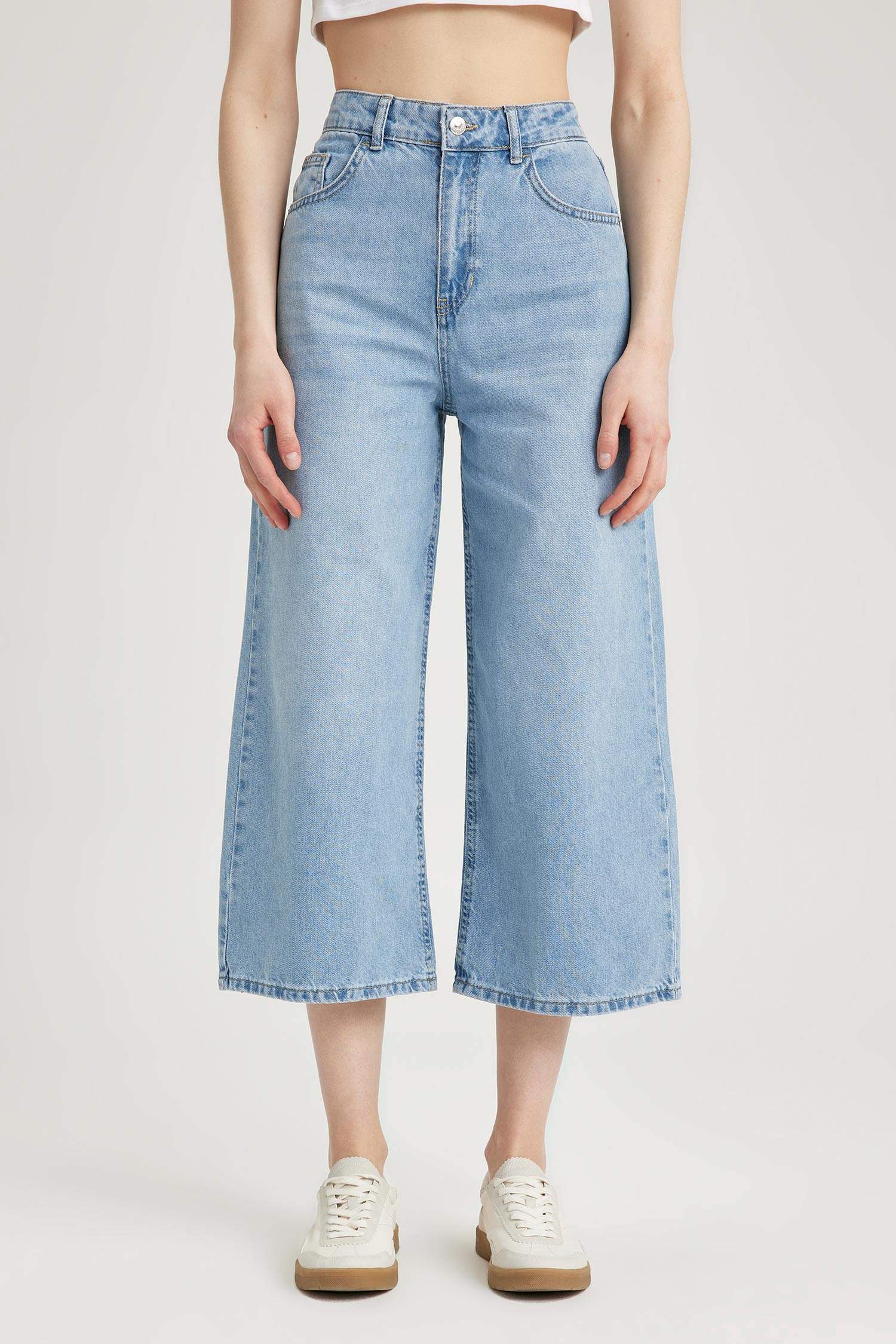 100% cotton culotte trousers - Woman