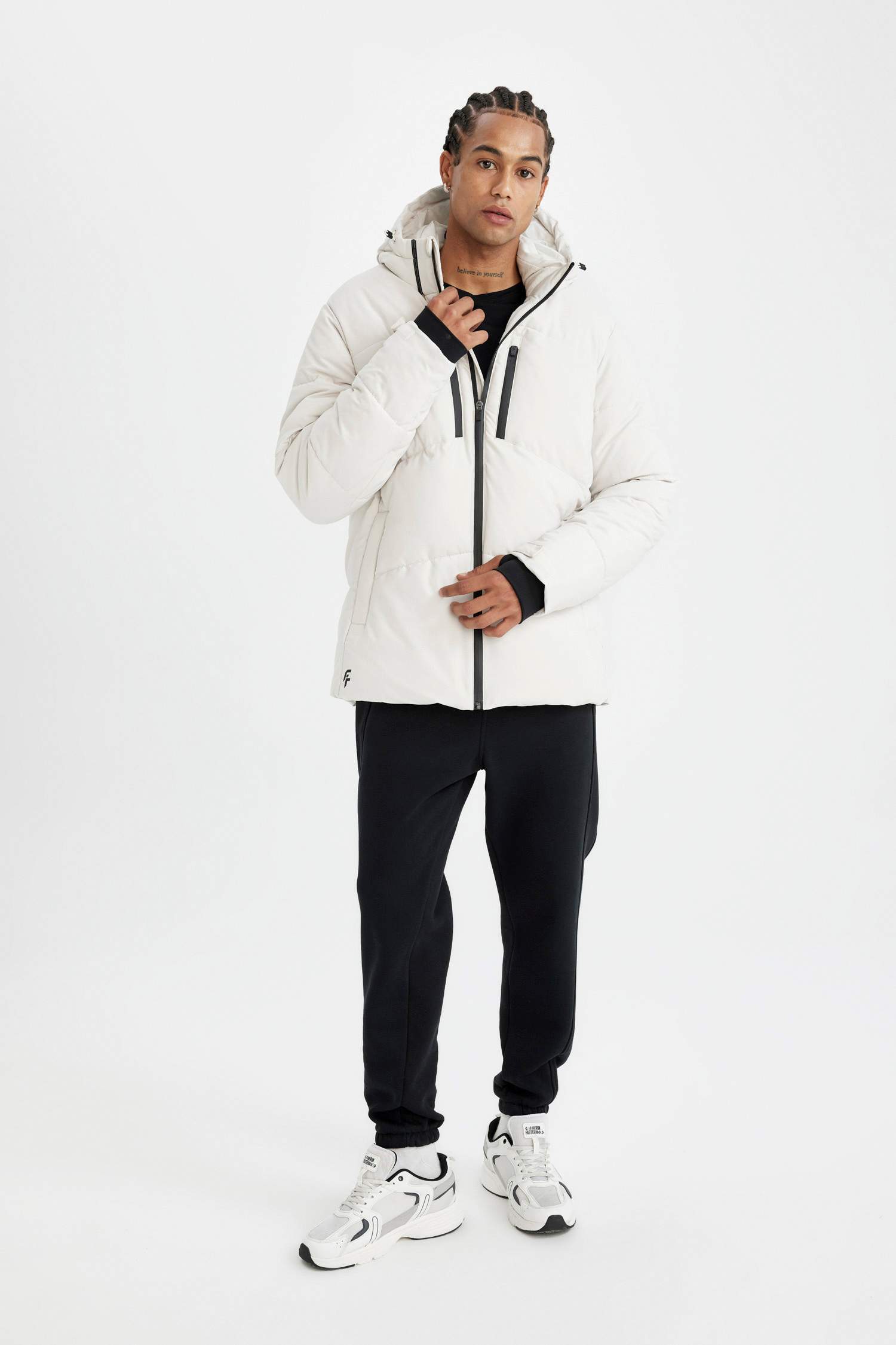 DefactoFit Waterproof Slim Fit Hooded Pocket Puffer Jacket