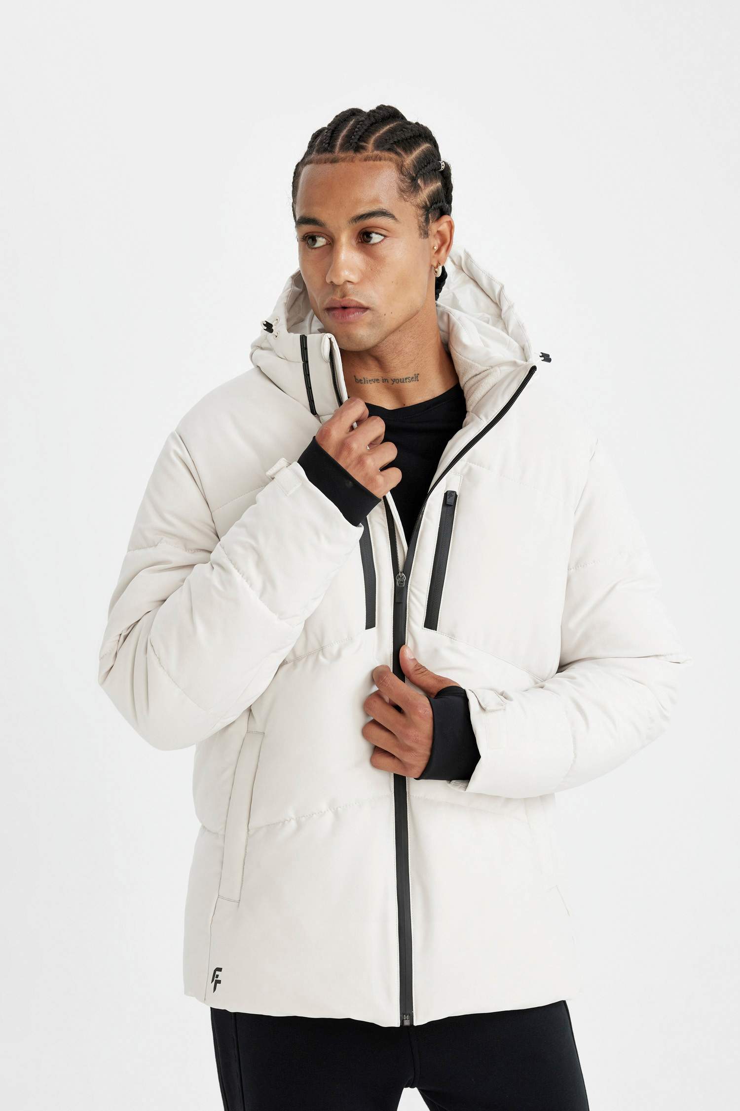 DefactoFit Waterproof Slim Fit Hooded Pocket Puffer Jacket