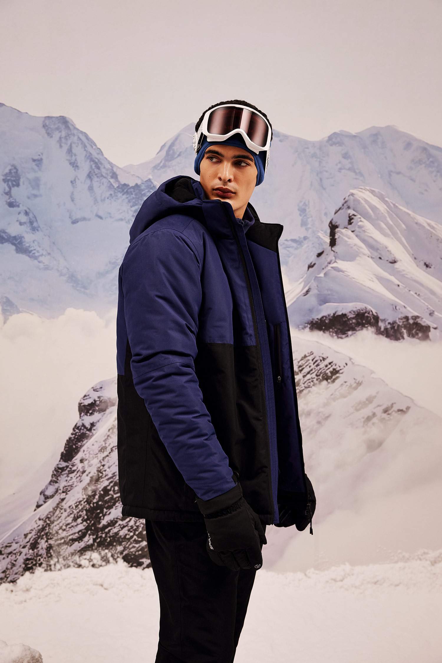 Su İtici Kapüşonlu Kayak Montu Polar Astarlı