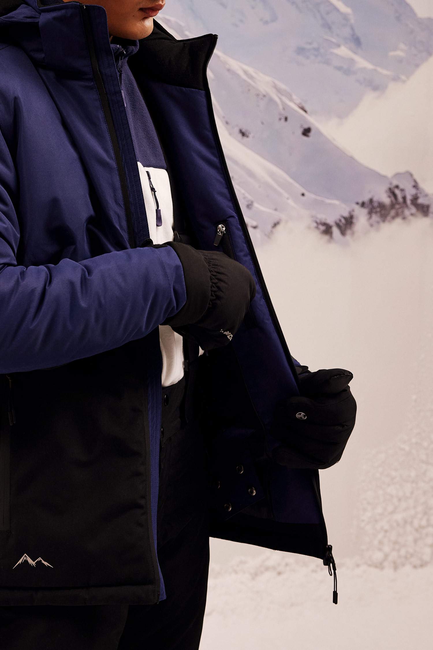 Su İtici Kapüşonlu Kayak Montu Polar Astarlı