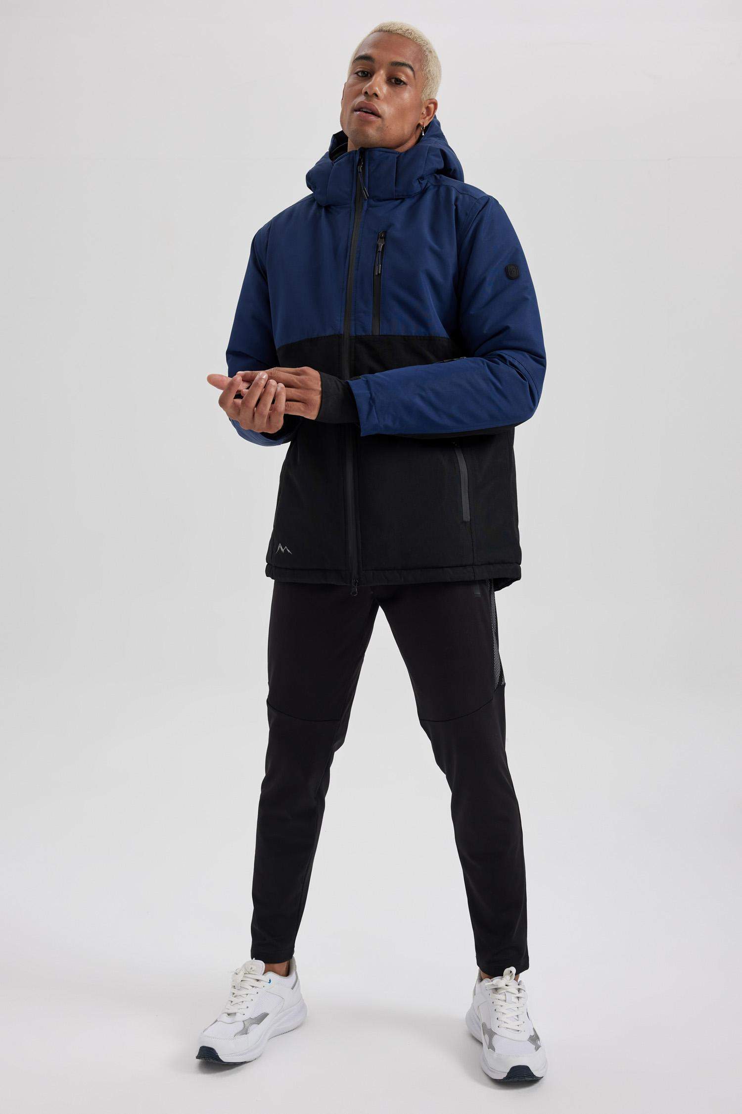 Su İtici Kapüşonlu Kayak Montu Polar Astarlı