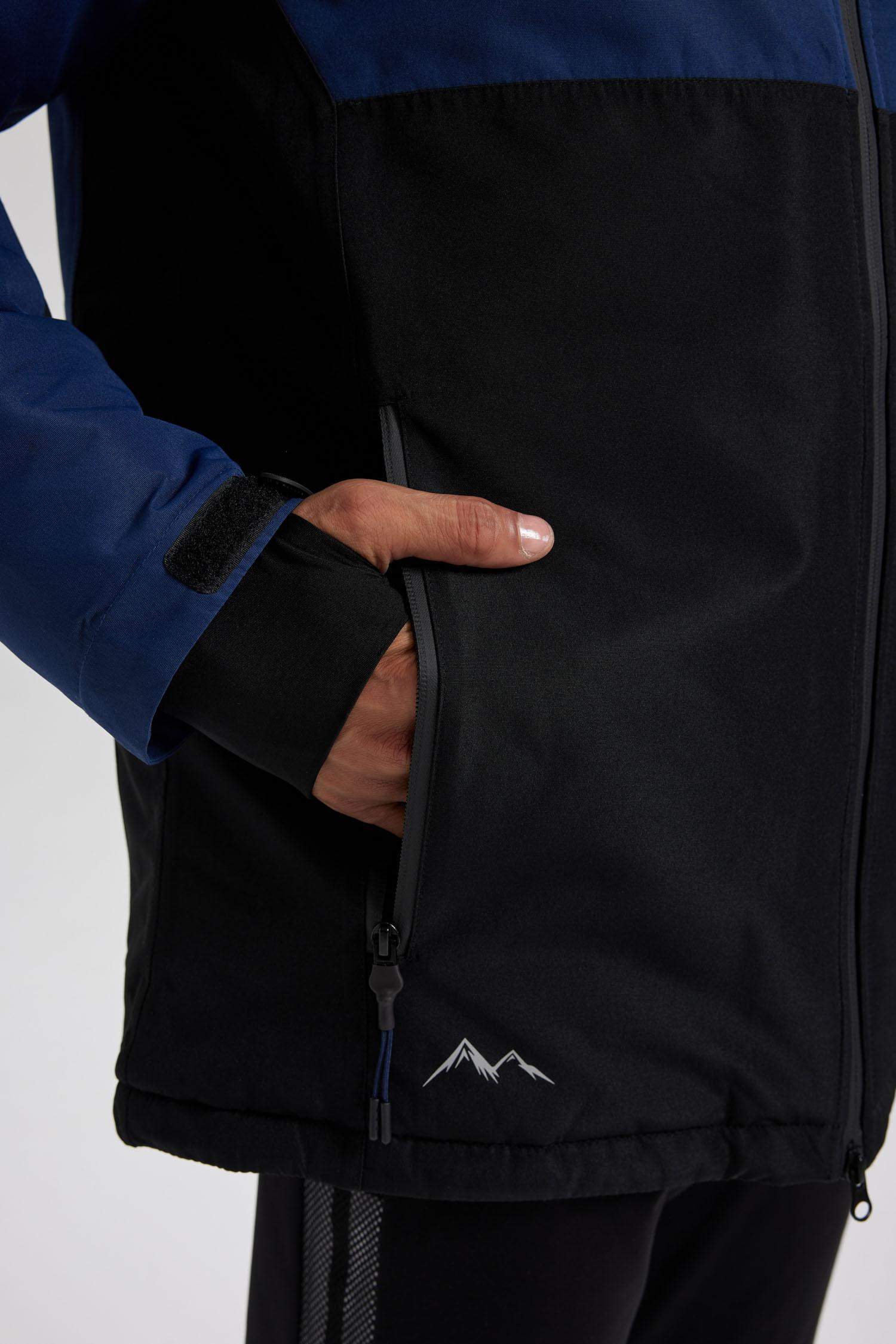 Su İtici Kapüşonlu Kayak Montu Polar Astarlı