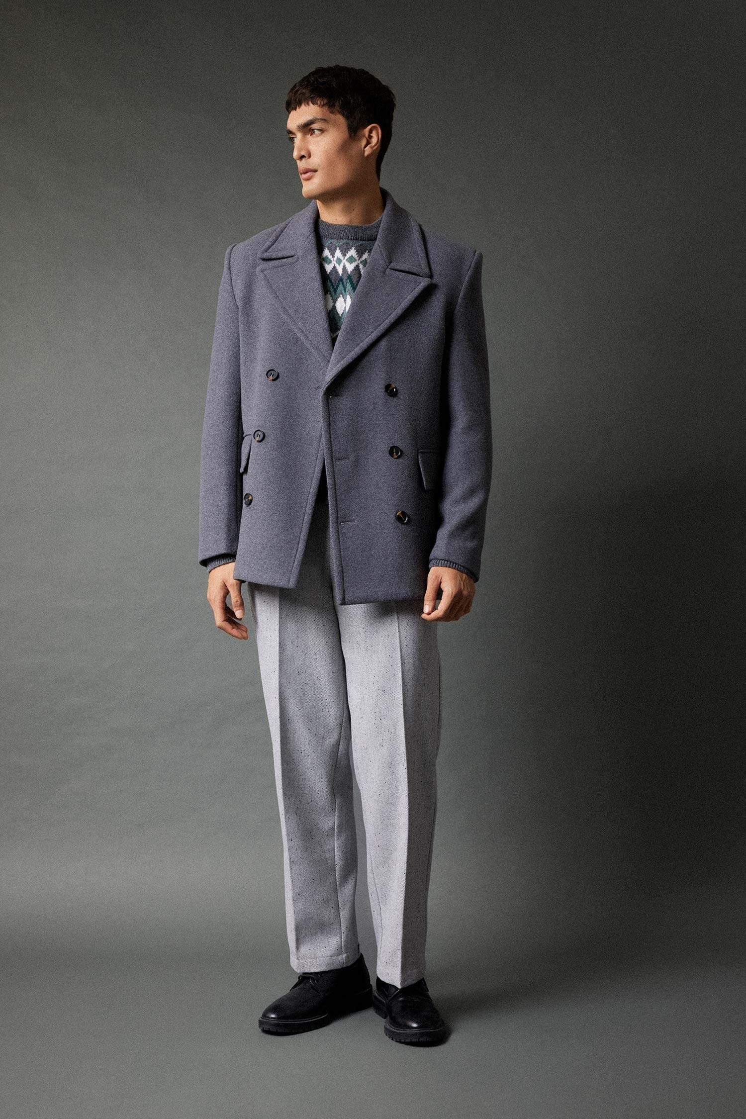 Slim Fit  Dar Kesim Smokin Yaka Düğmeli Astarlı Kaban Parka