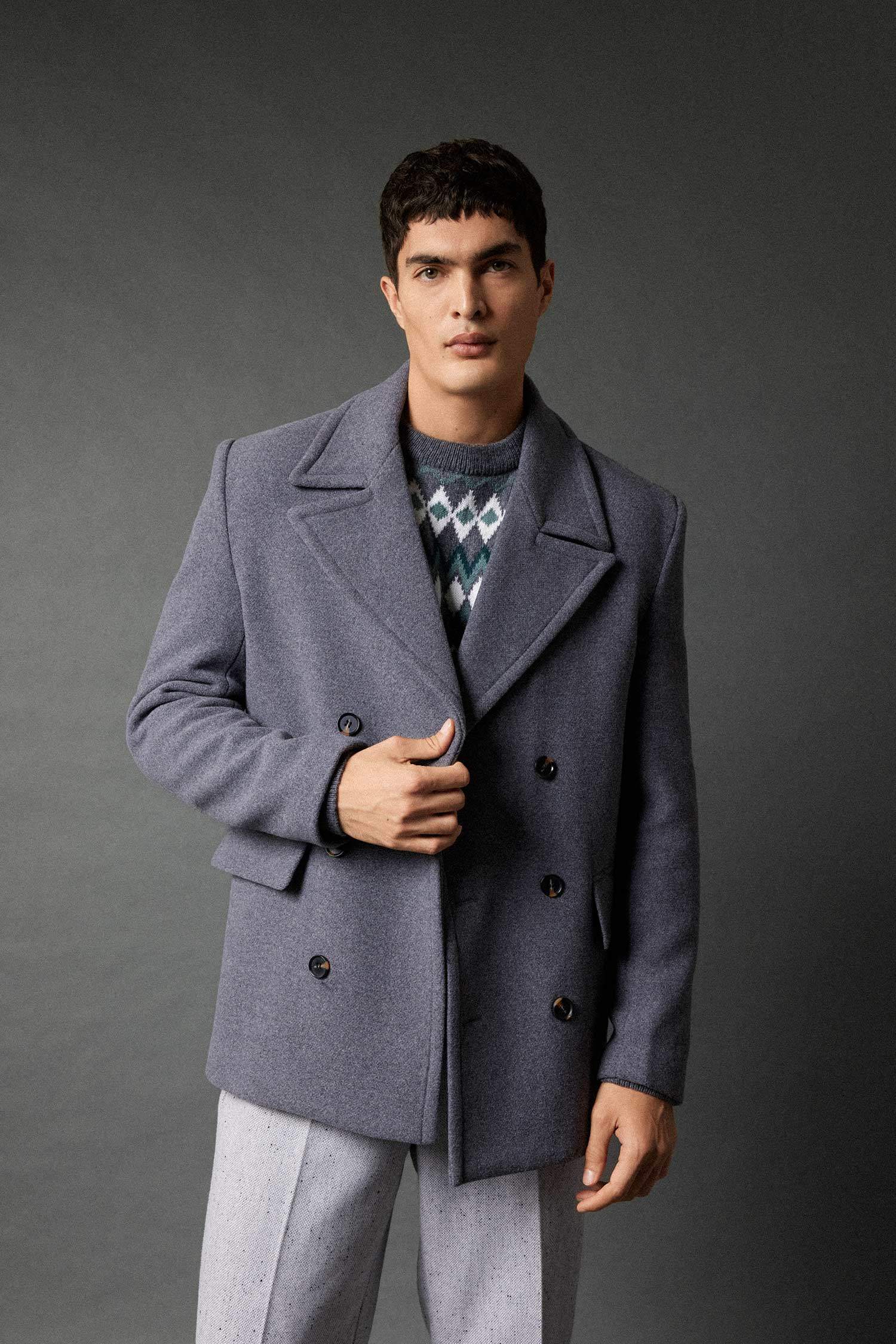 Slim Fit  Dar Kesim Smokin Yaka Düğmeli Astarlı Kaban Parka