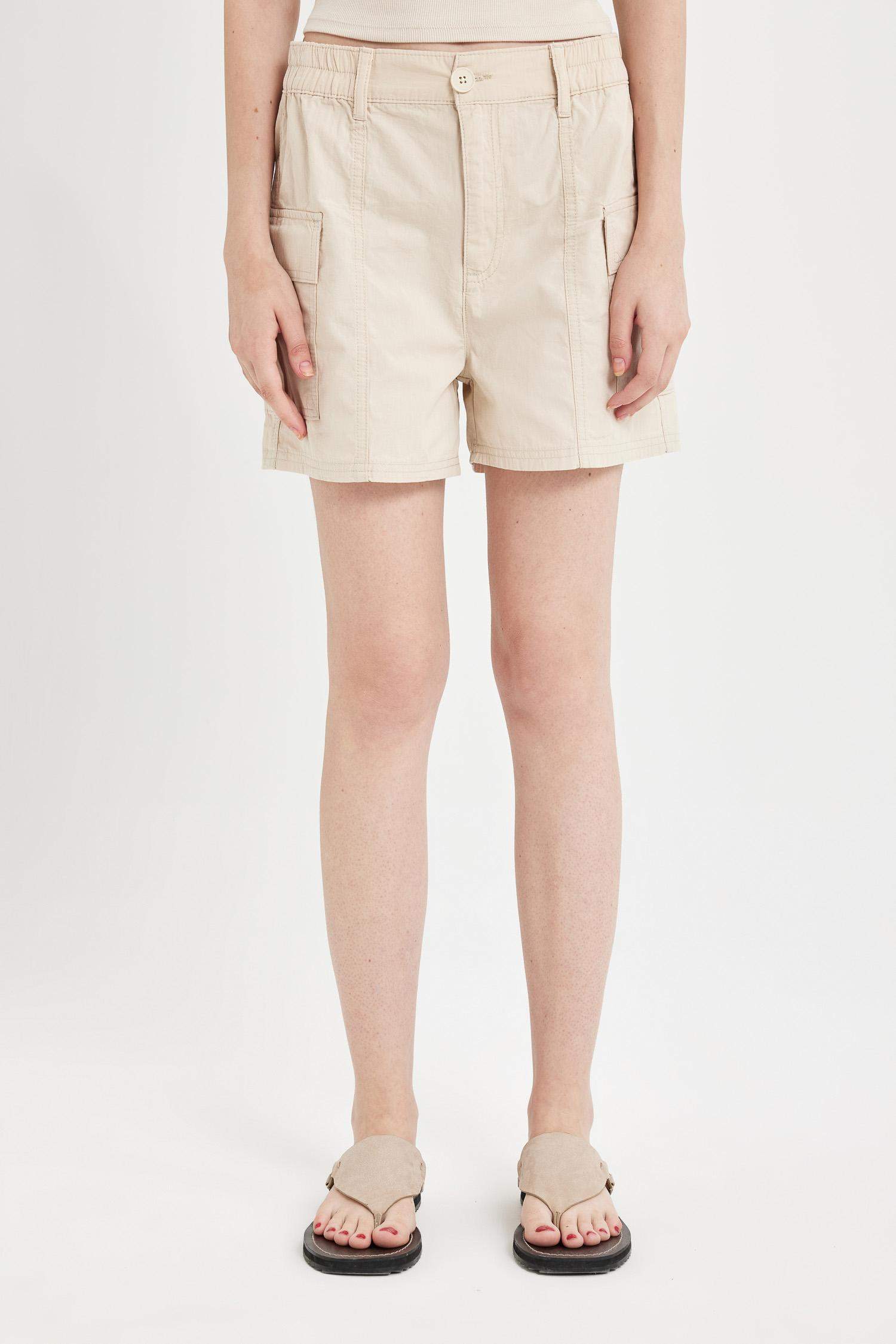 Regular Fit Poplin Normal Waist Short Leg Shorts