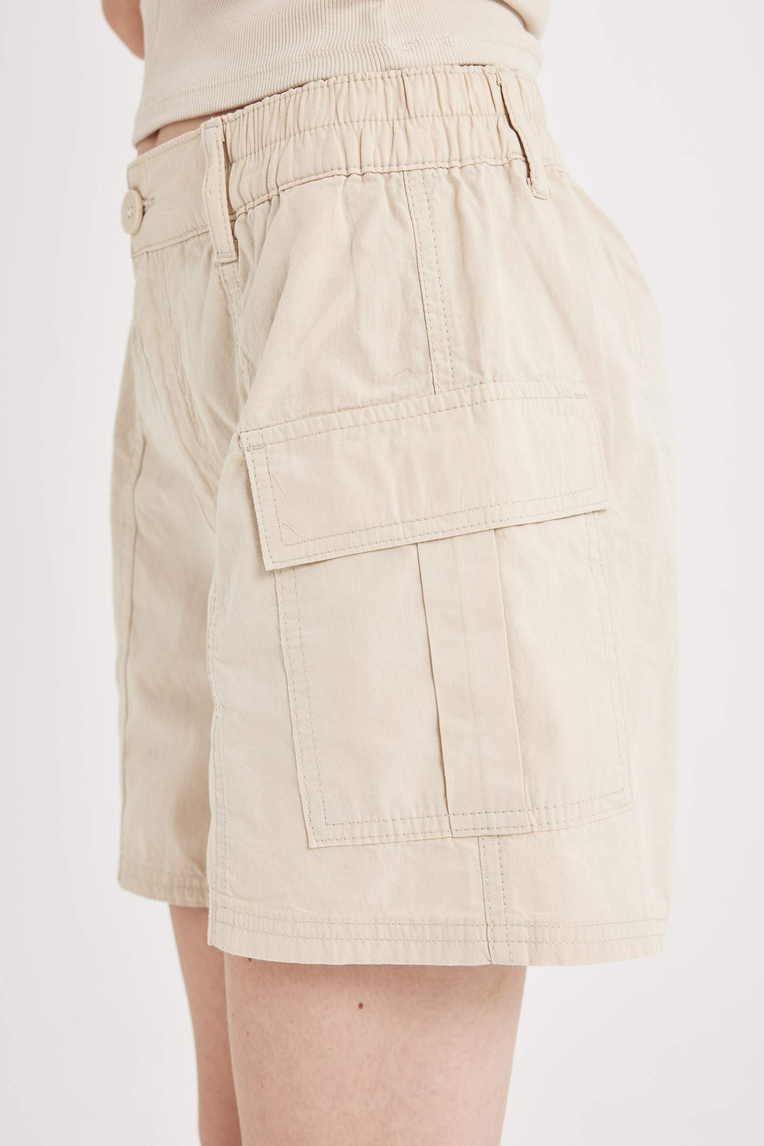 Regular Fit Poplin Normal Waist Short Leg Shorts