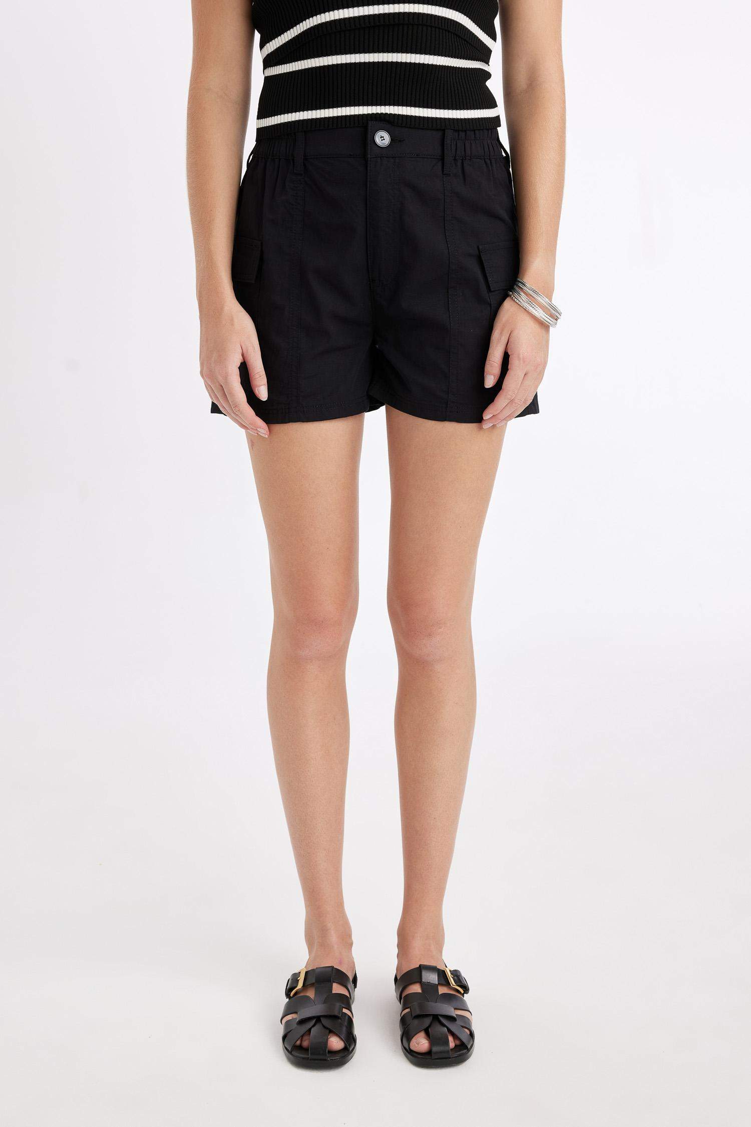 Regular Fit Poplin Normal Waist Short Leg Shorts