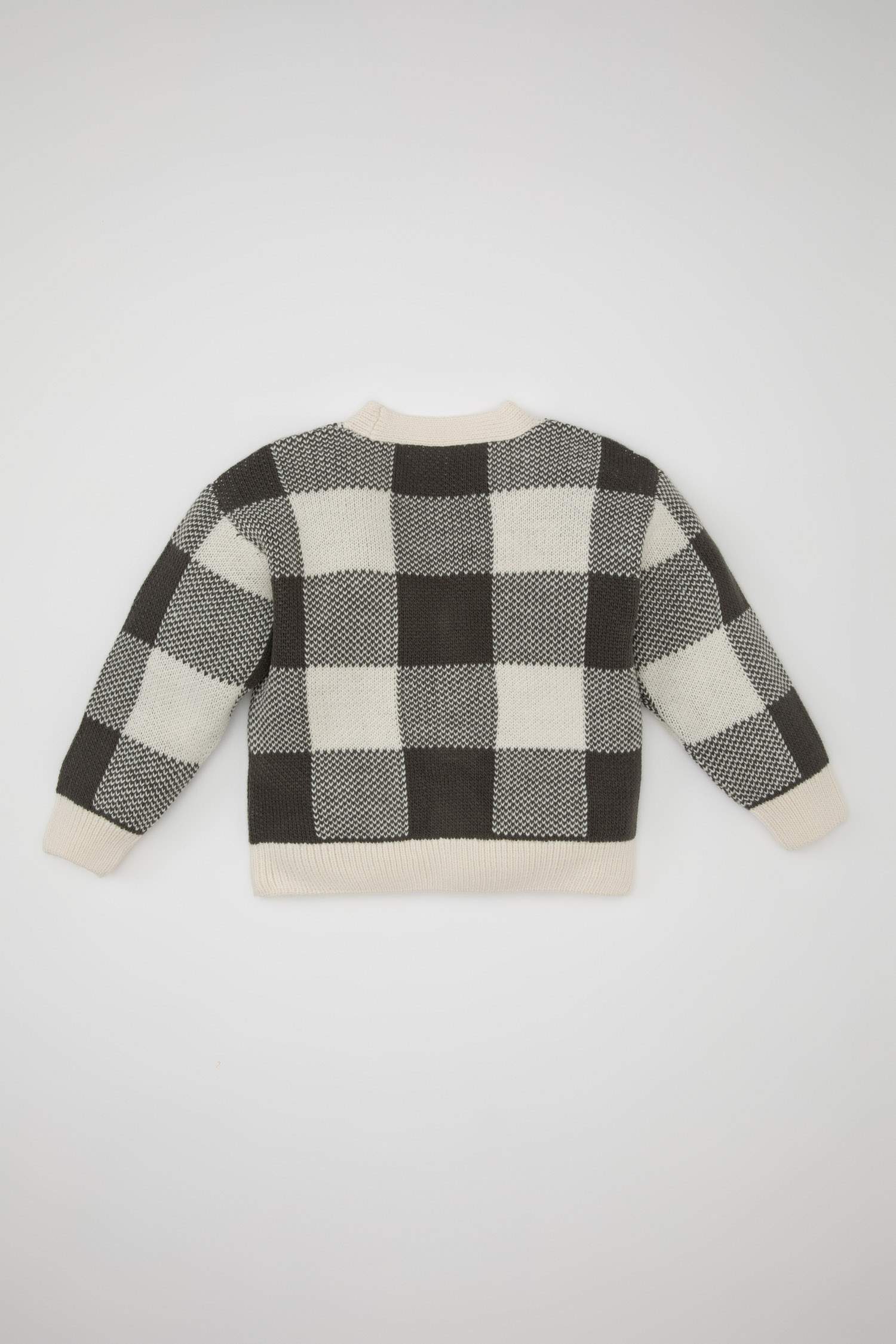 كارديجان كاروهات تريكو بيبي اولادي قصة عادية بياقة V رمادي