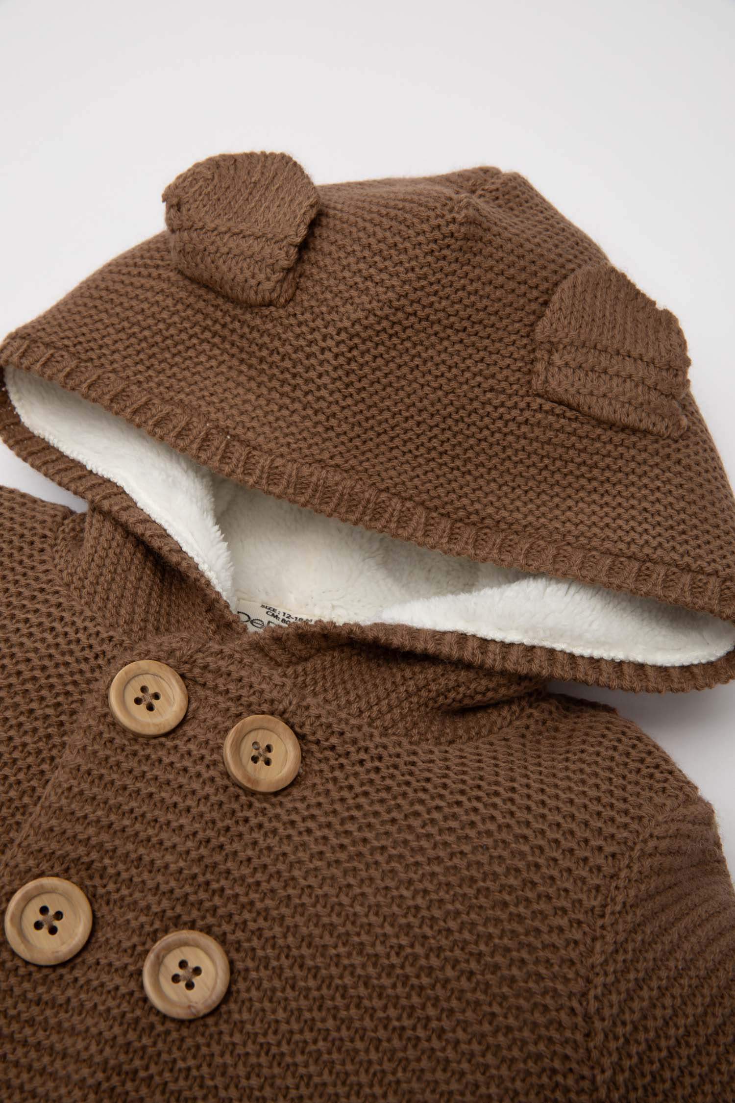 Baby Boy Polar Fleece Inside Thick Hooded Knitted Cardigan