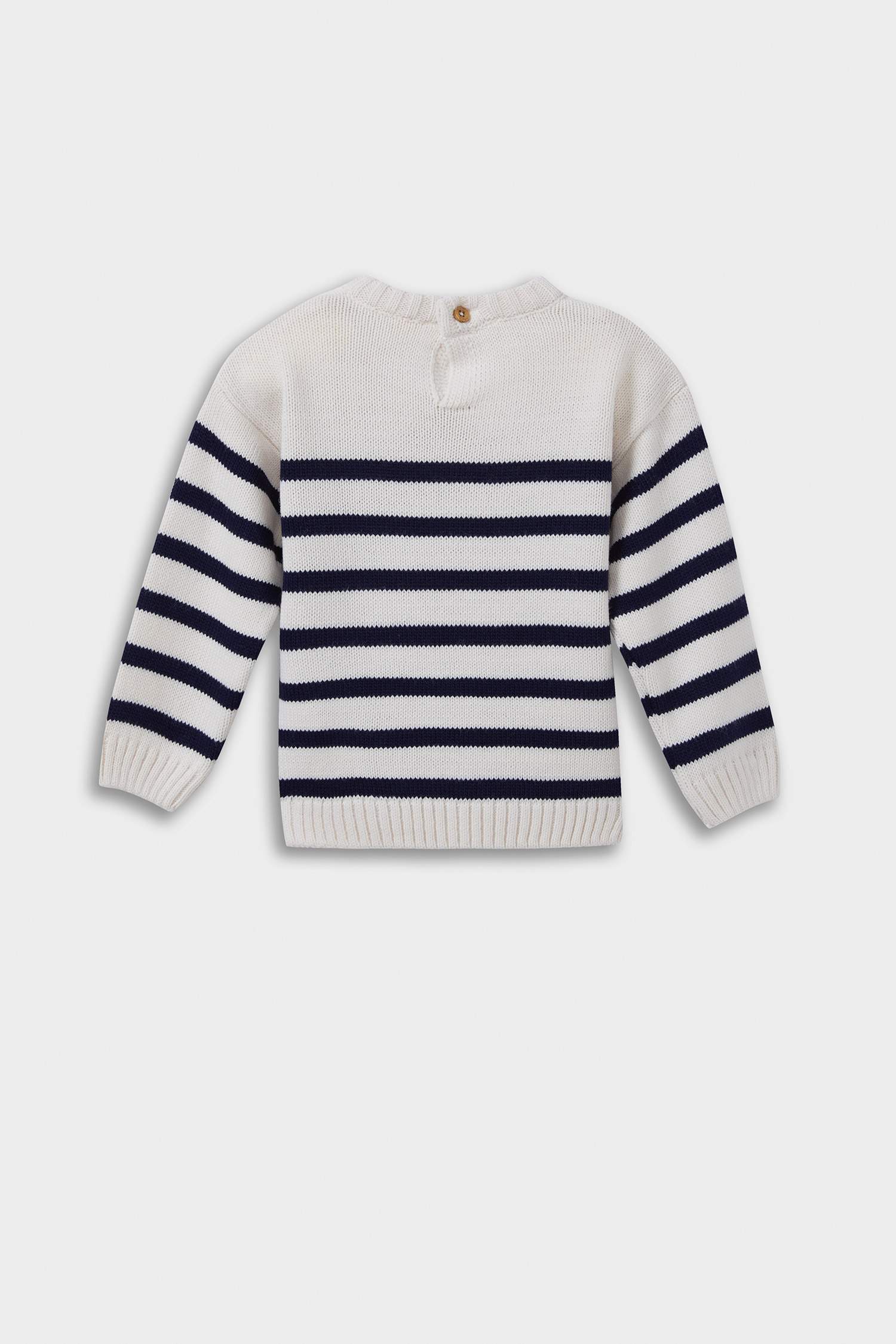 Baby Boy Regular Fit Striped Crew Neck Pullover