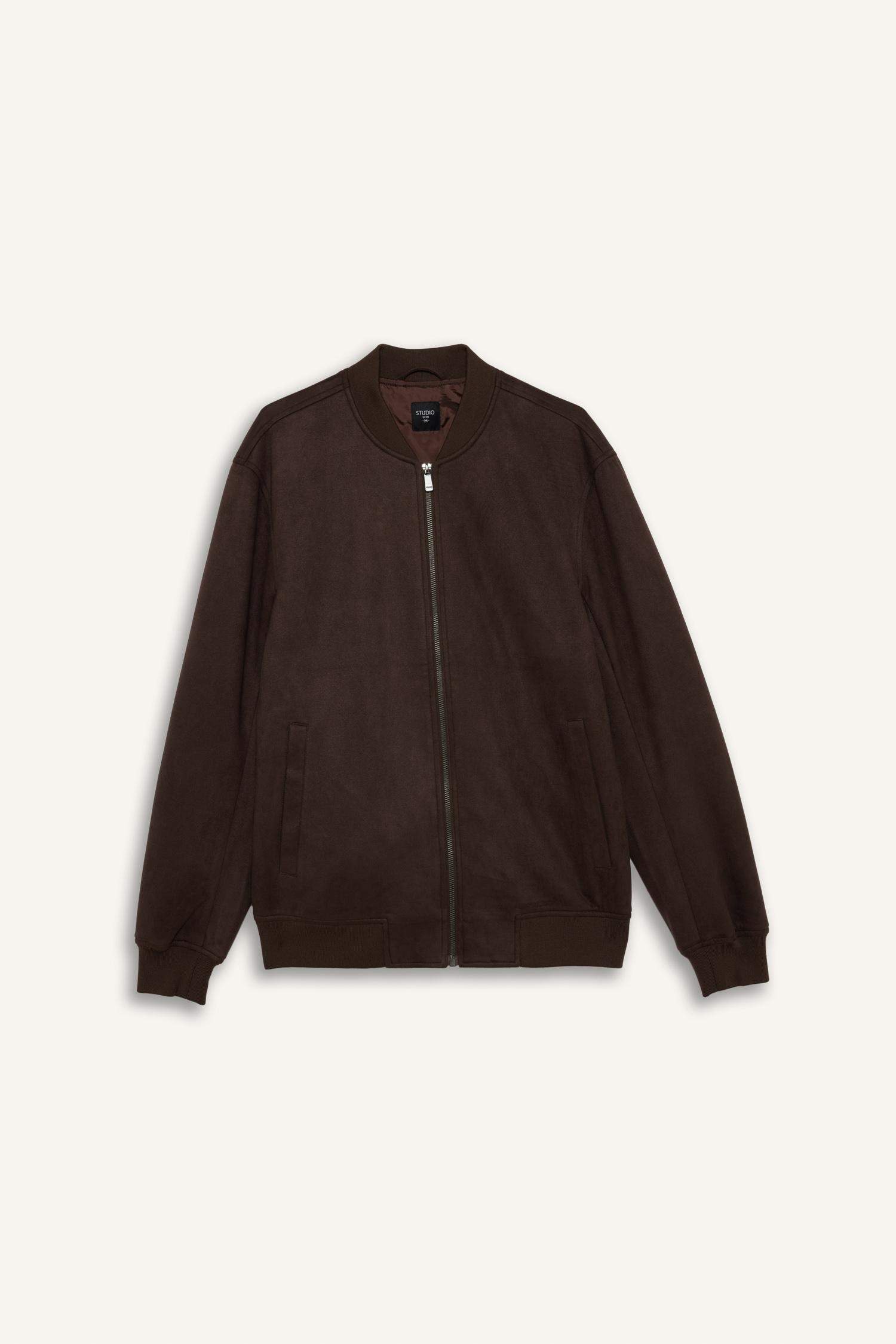 Slım Fıt Kolej Yaka Bomber Süet Mont