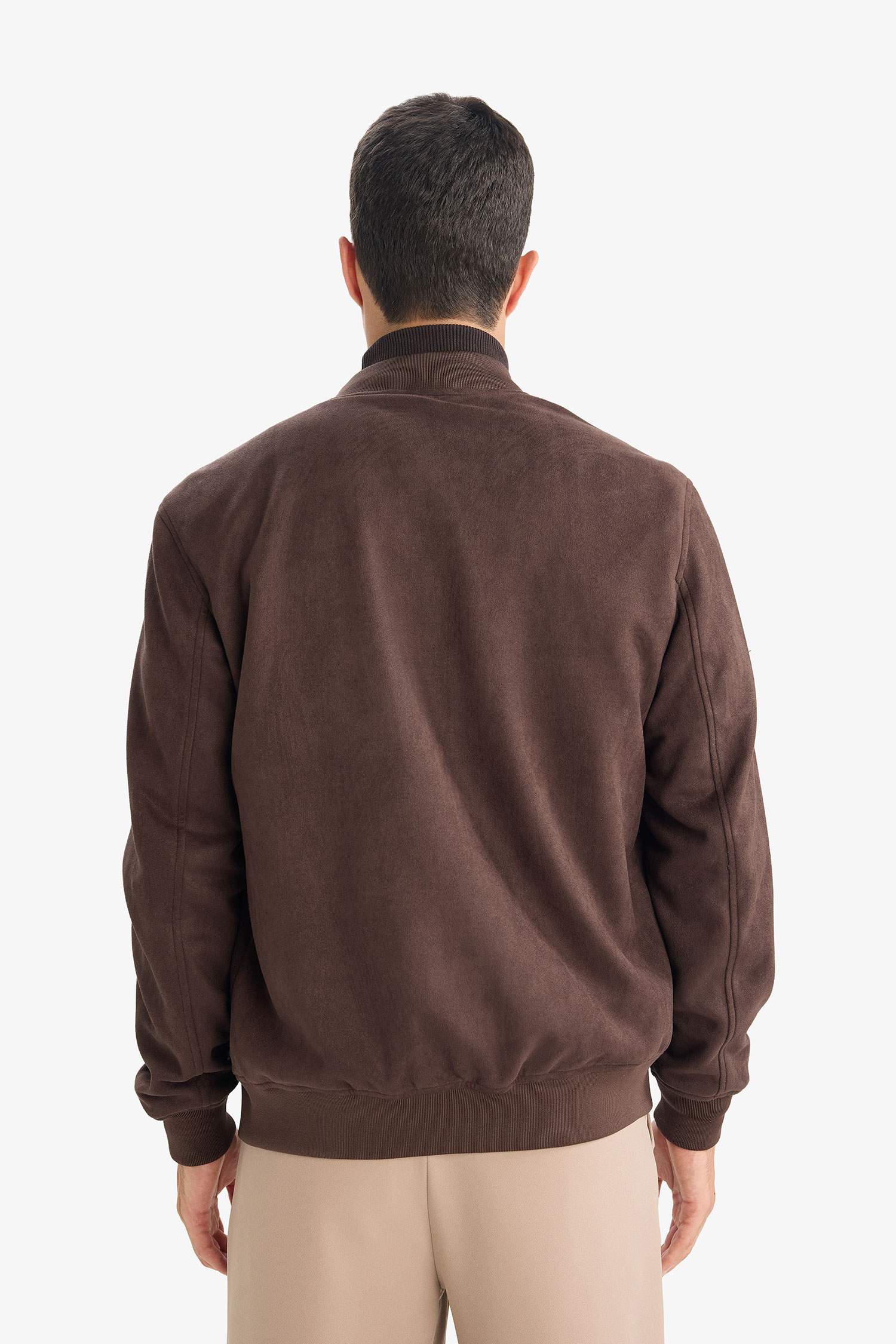 Slım Fıt Kolej Yaka Bomber Süet Mont