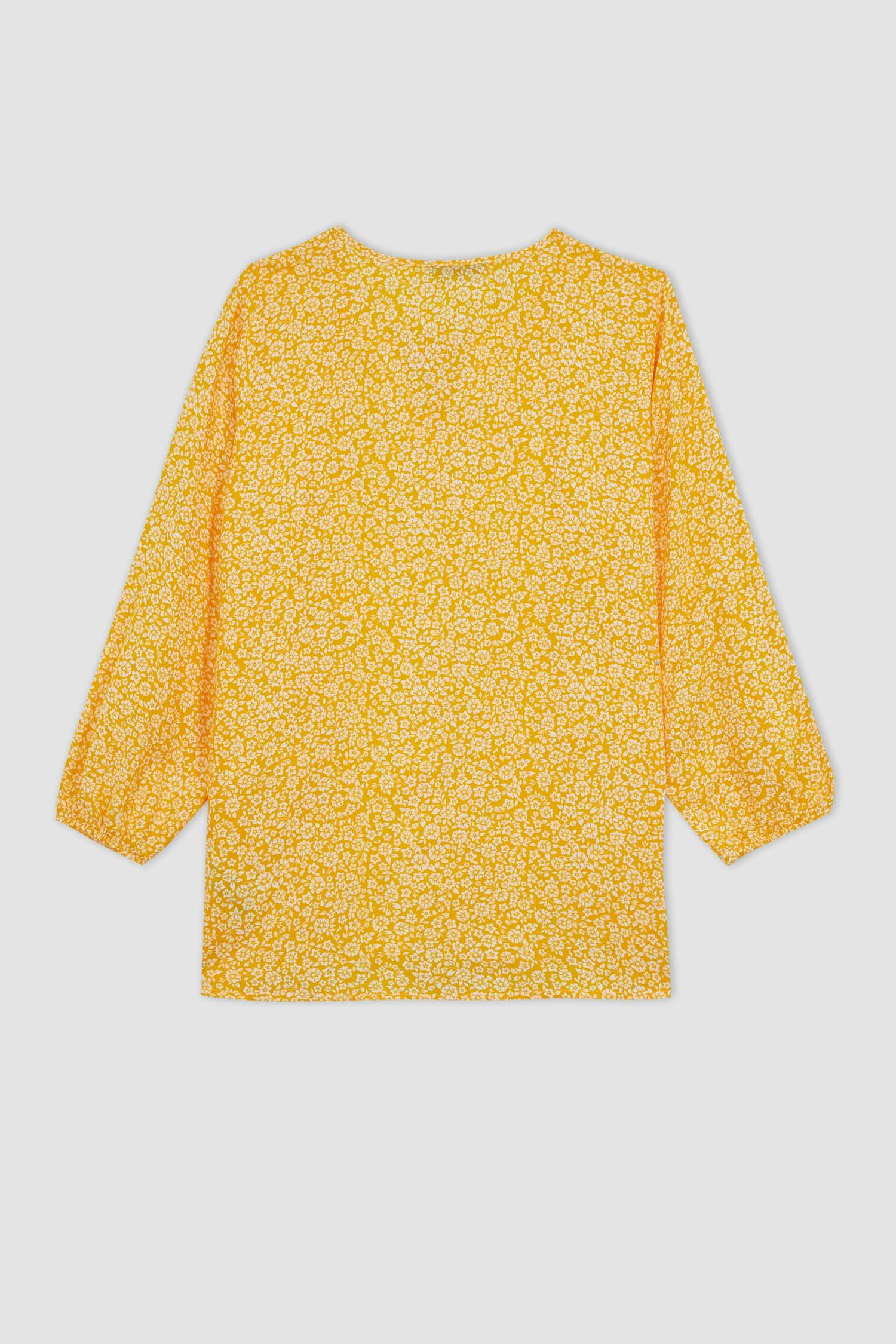 Yellow WOMEN Regular Fit Round Neck Long Sleeve Blouse 2817701 DeFacto