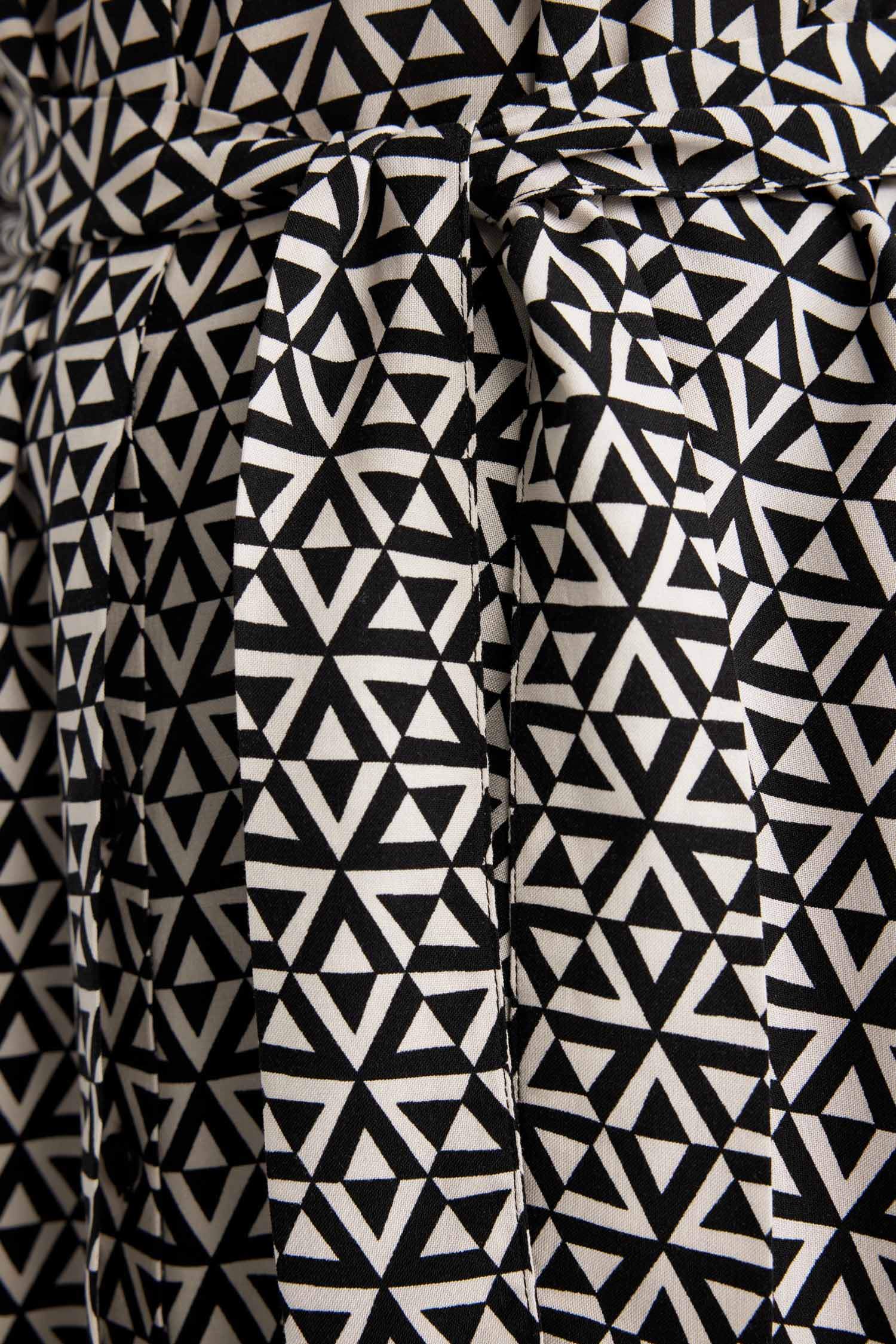 Regular Fit Shirt Collar Printed Long Sleeve Tunic