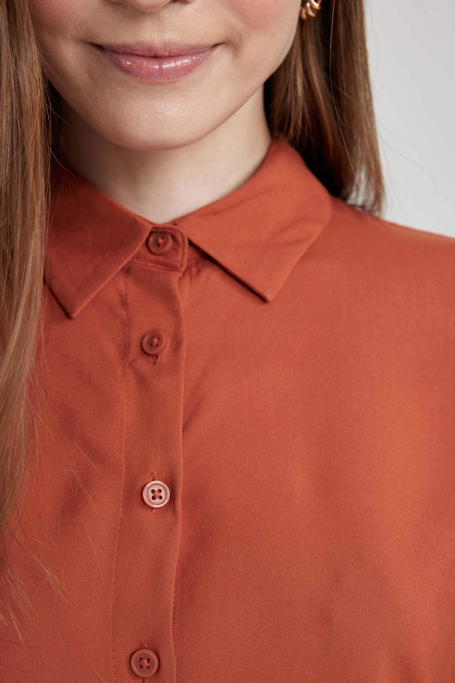 Regular Fit Shirt Collar Long Sleeve Tunic