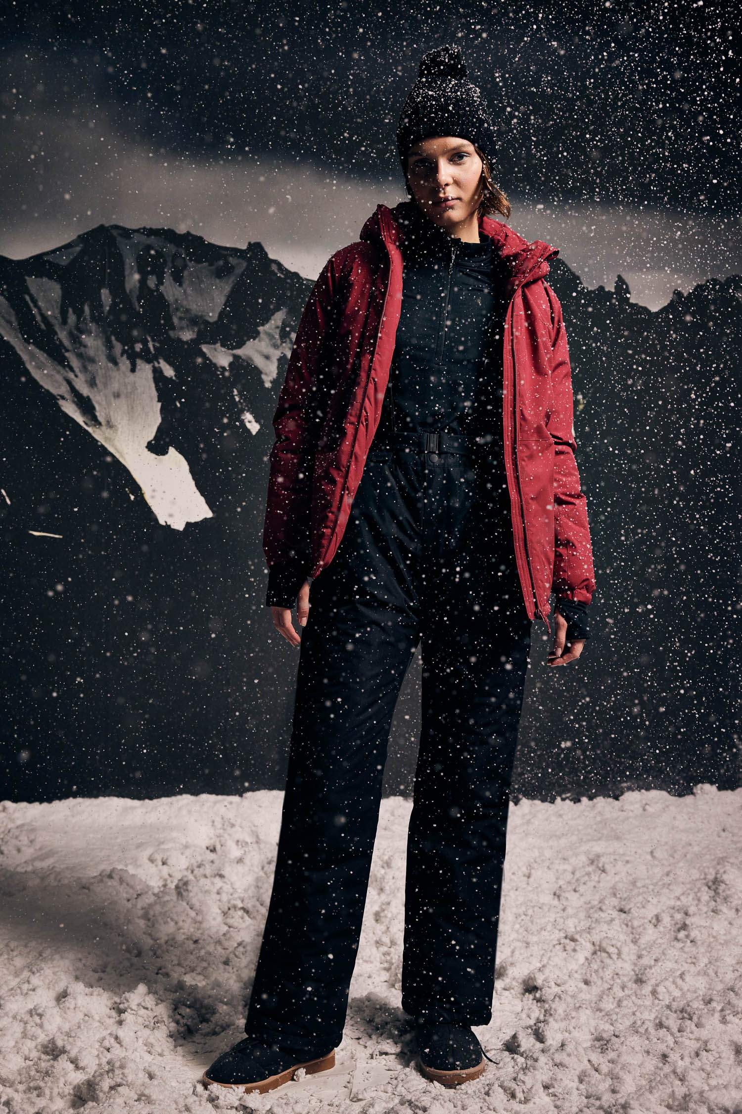 Su Geçirmez Kayak Pantolonu Dar Kalıp Basic Paça Fermuarlı