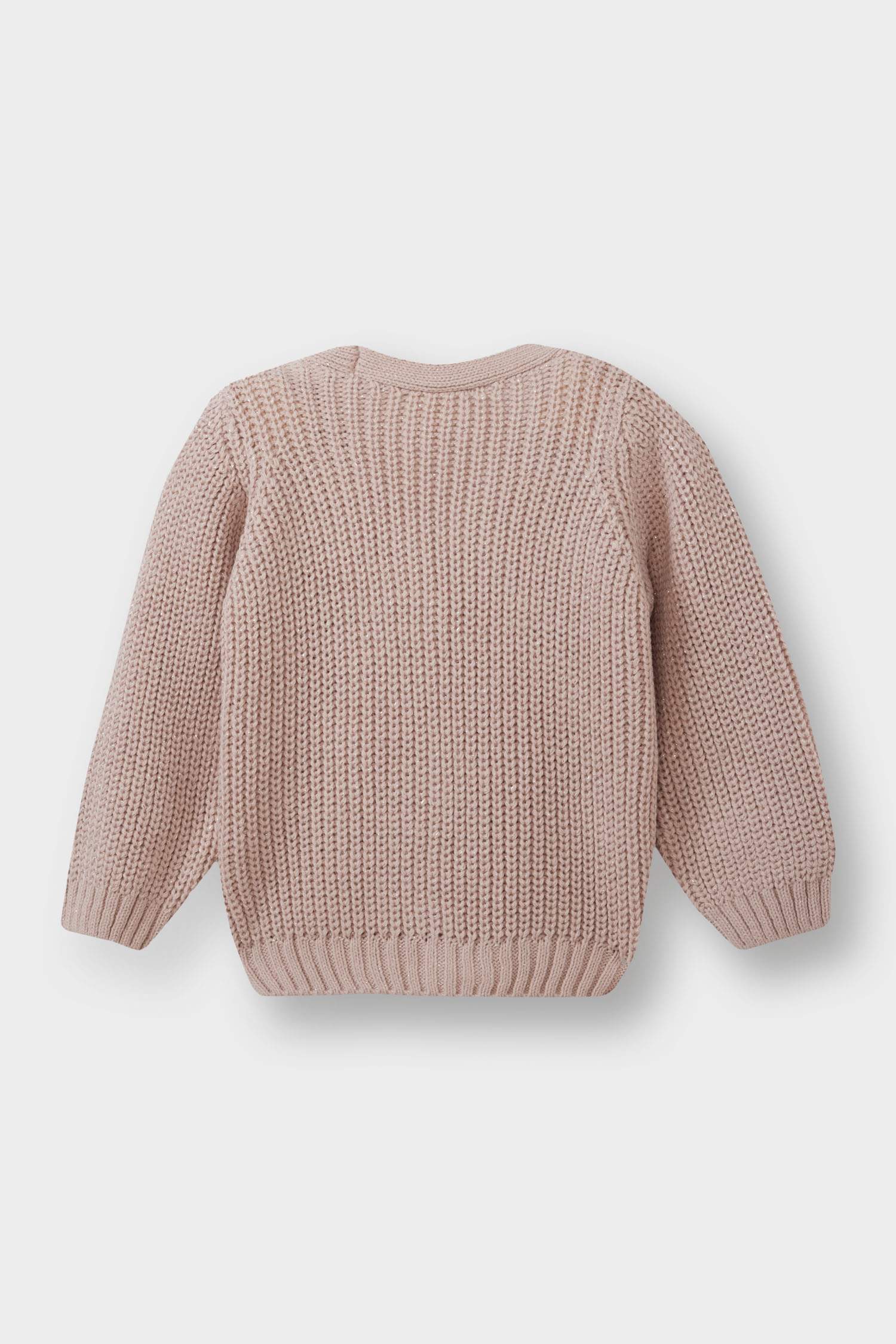 Kız Bebek V Yaka Düğmeli Triko Hırka