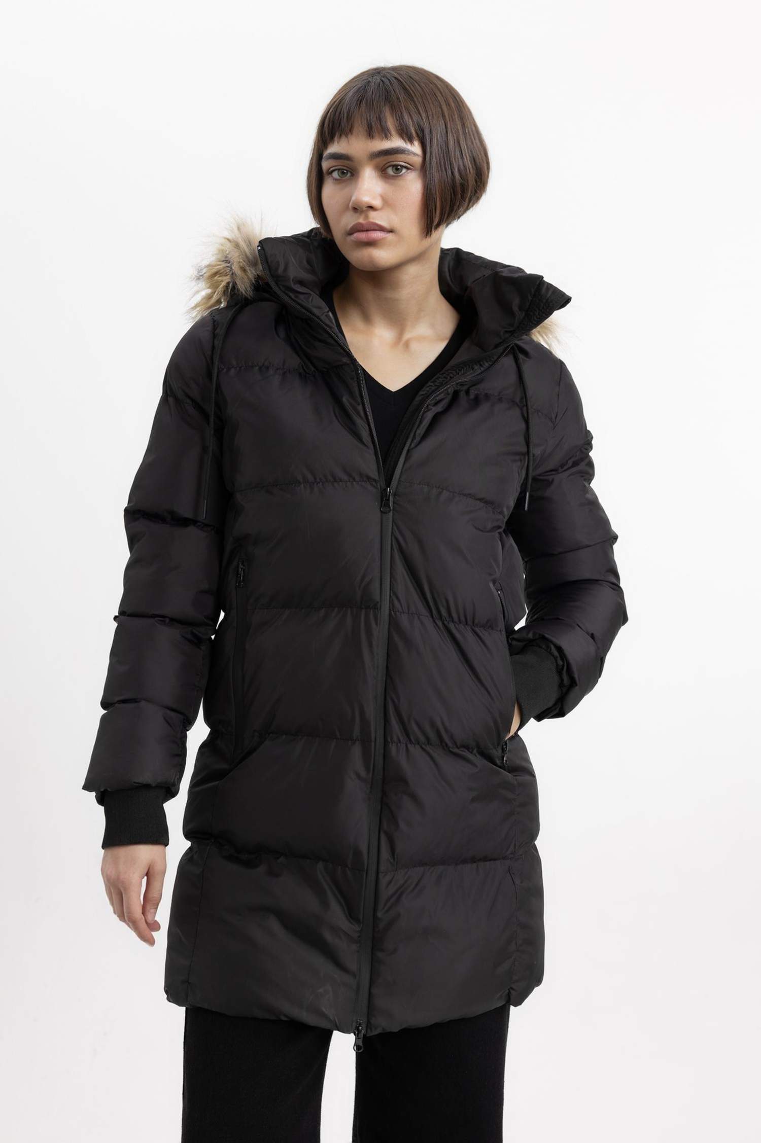 Windproof Waterproof Hooded Faux Fur Puffer Jacket