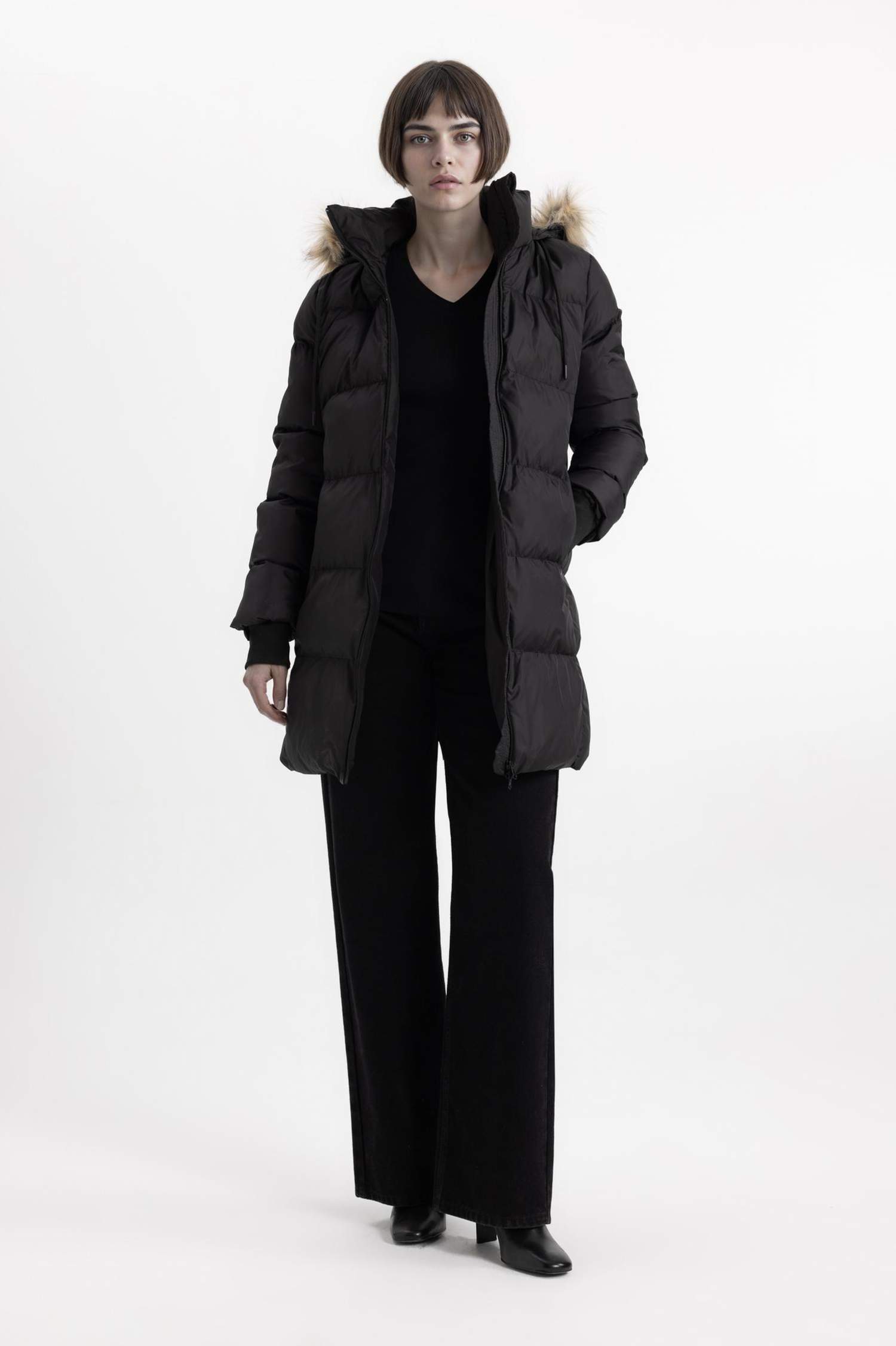 Windproof Waterproof Hooded Faux Fur Puffer Jacket