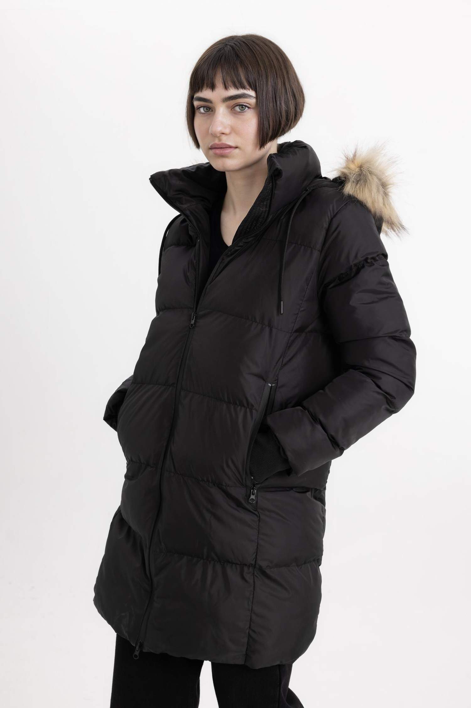 Windproof Waterproof Hooded Faux Fur Puffer Jacket