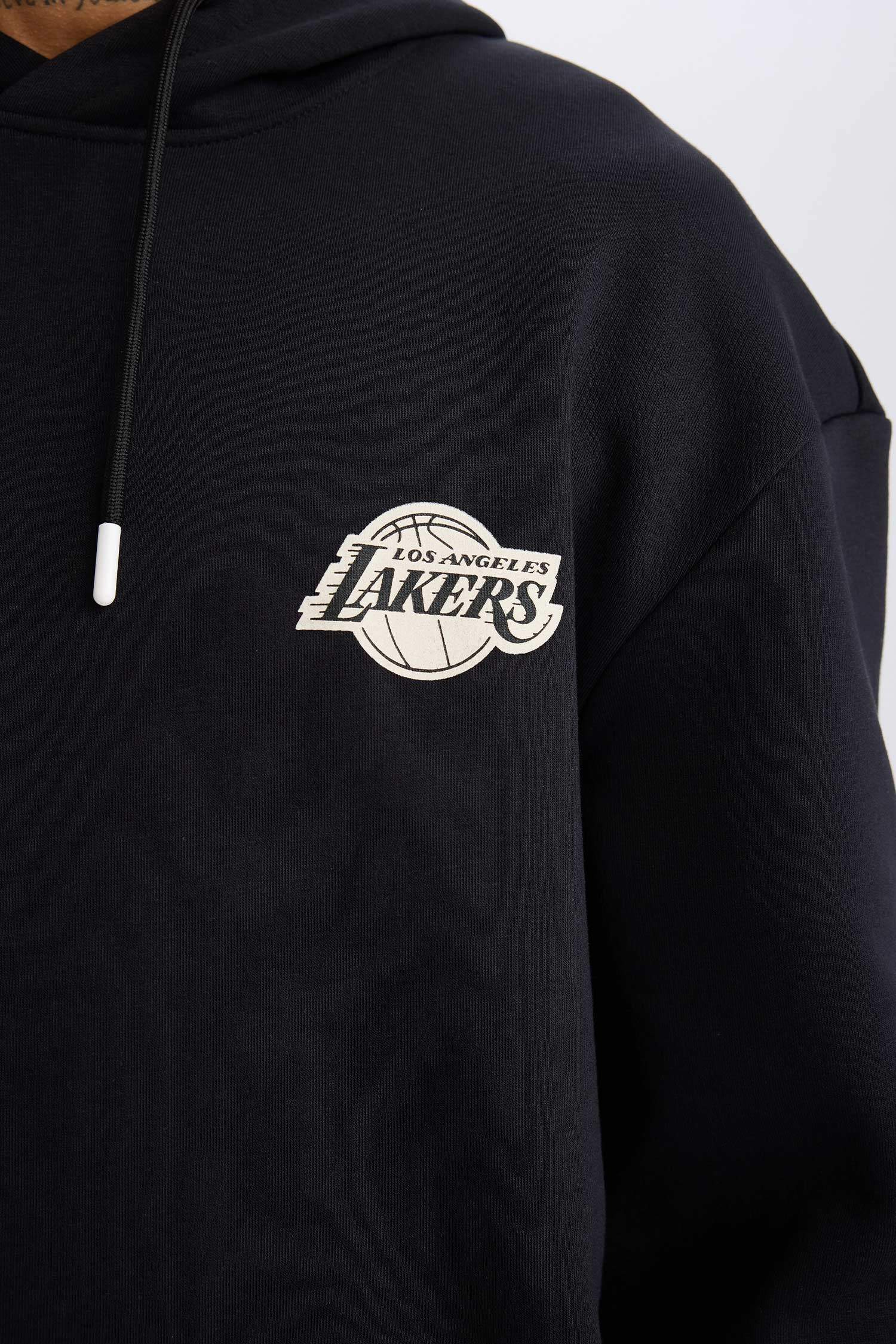 DeFactoFit NBA Los Angeles Lakers Boxy Fit Hooded Thick Sweatshirt