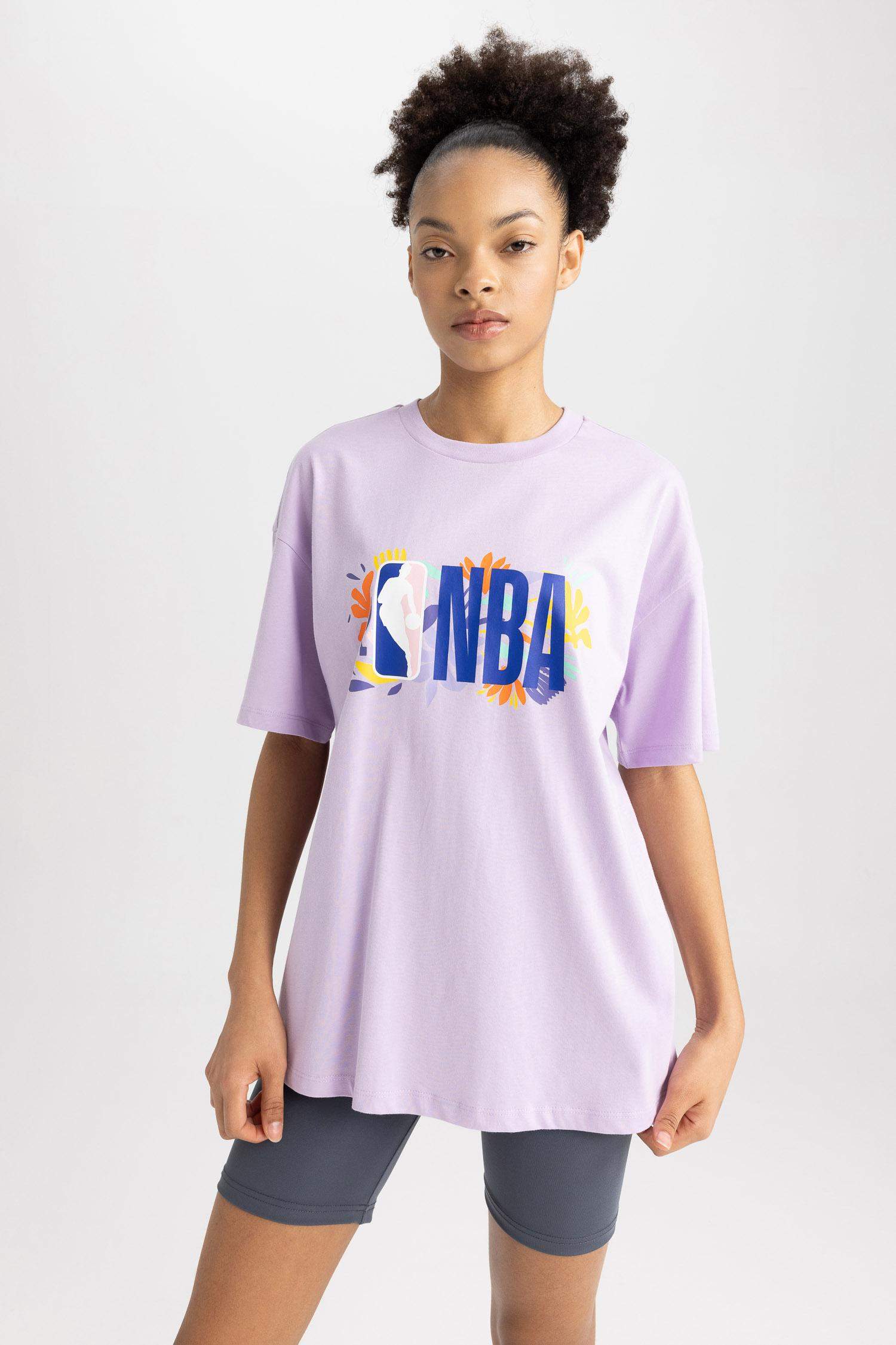 Purple WOMAN Defacto Fit NBA Licensed Oversize Fit Crew Neck Athlete ...