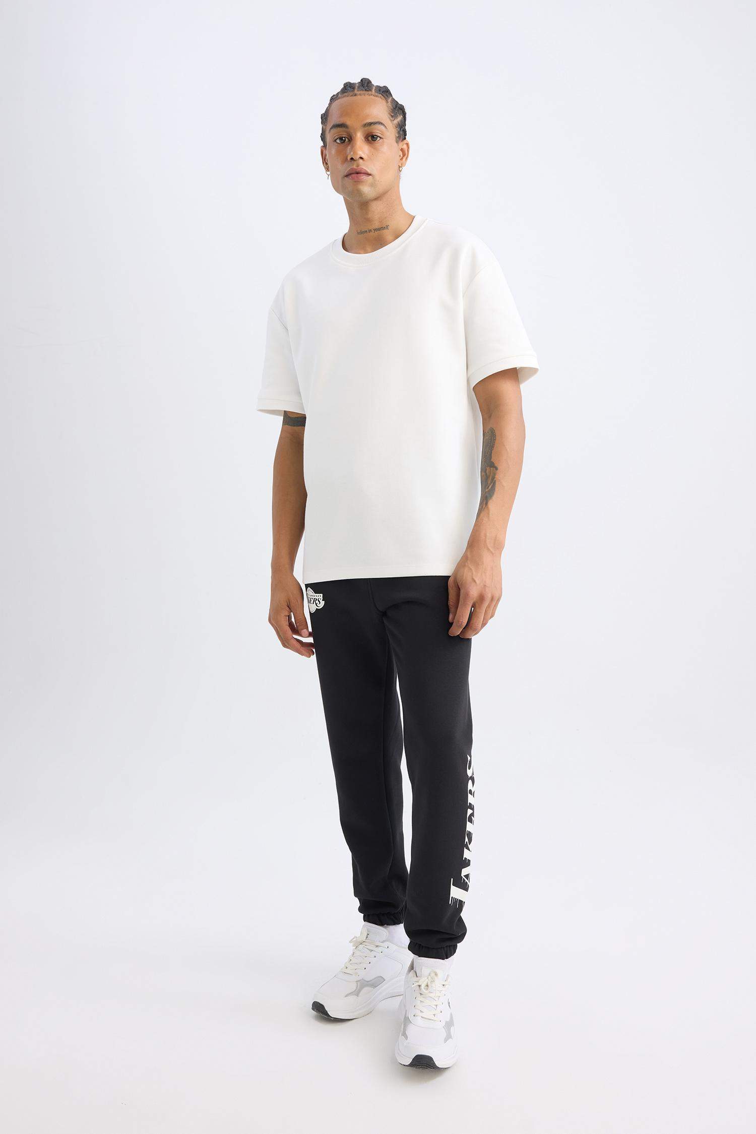 DeFactoFit Kalın Jogger Eşofman Altı NBA Los Angeles Lakers Cepli Beli Bağcıklı Lastikli Paça