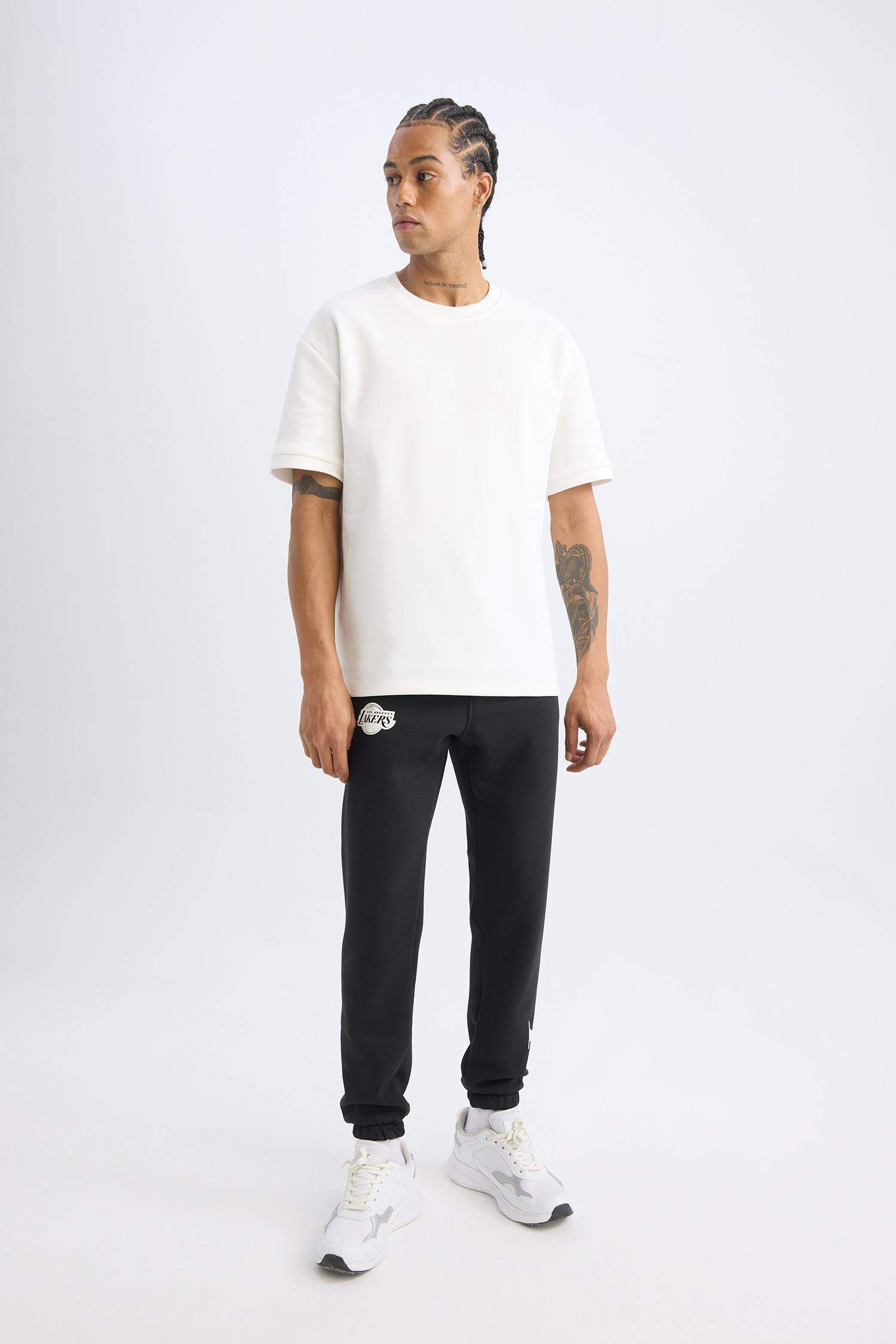 DeFactoFit Kalın Jogger Eşofman Altı NBA Los Angeles Lakers Cepli Beli Bağcıklı Lastikli Paça