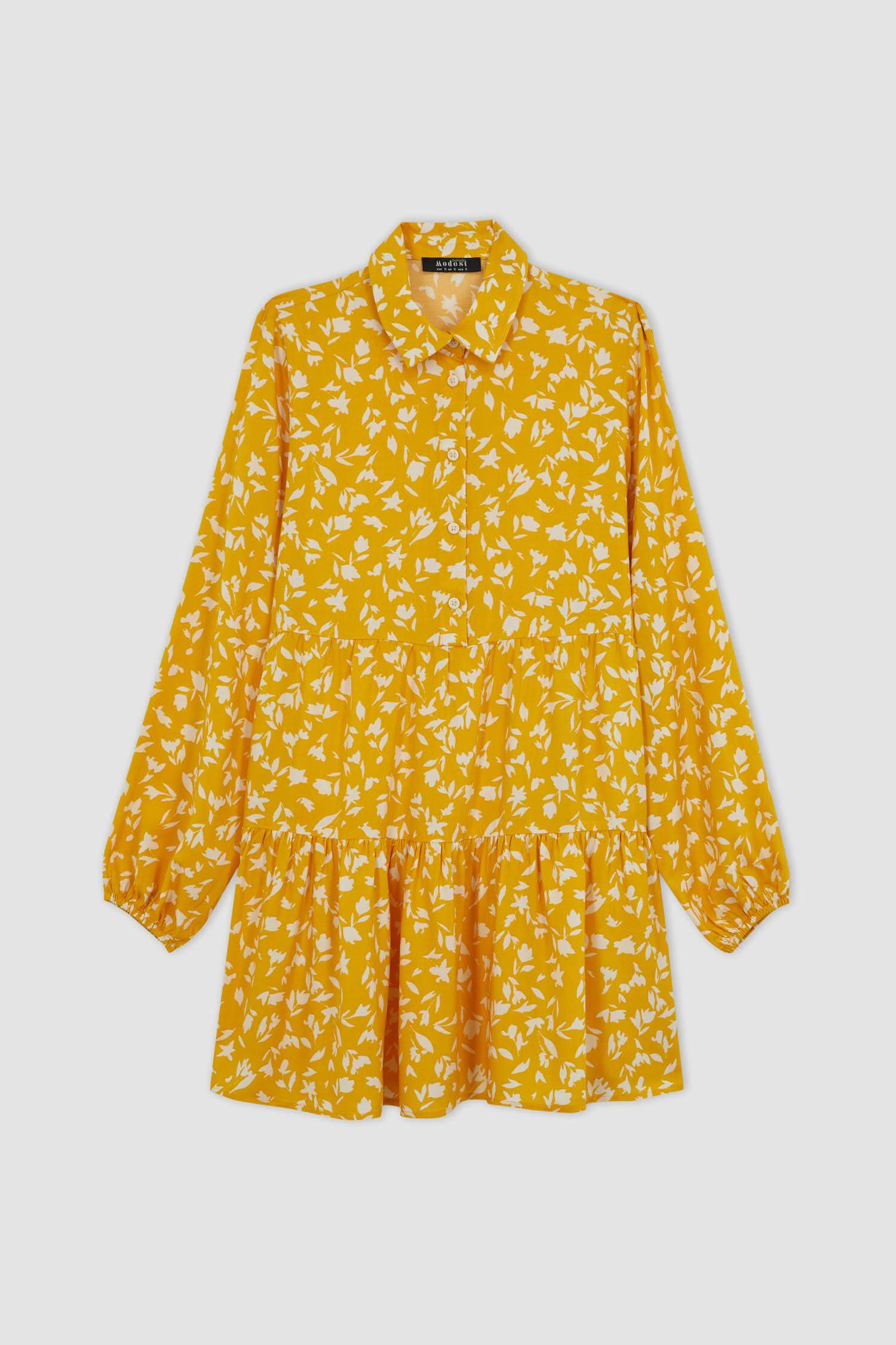 Patterned Long Sleeve Shirt Tunic