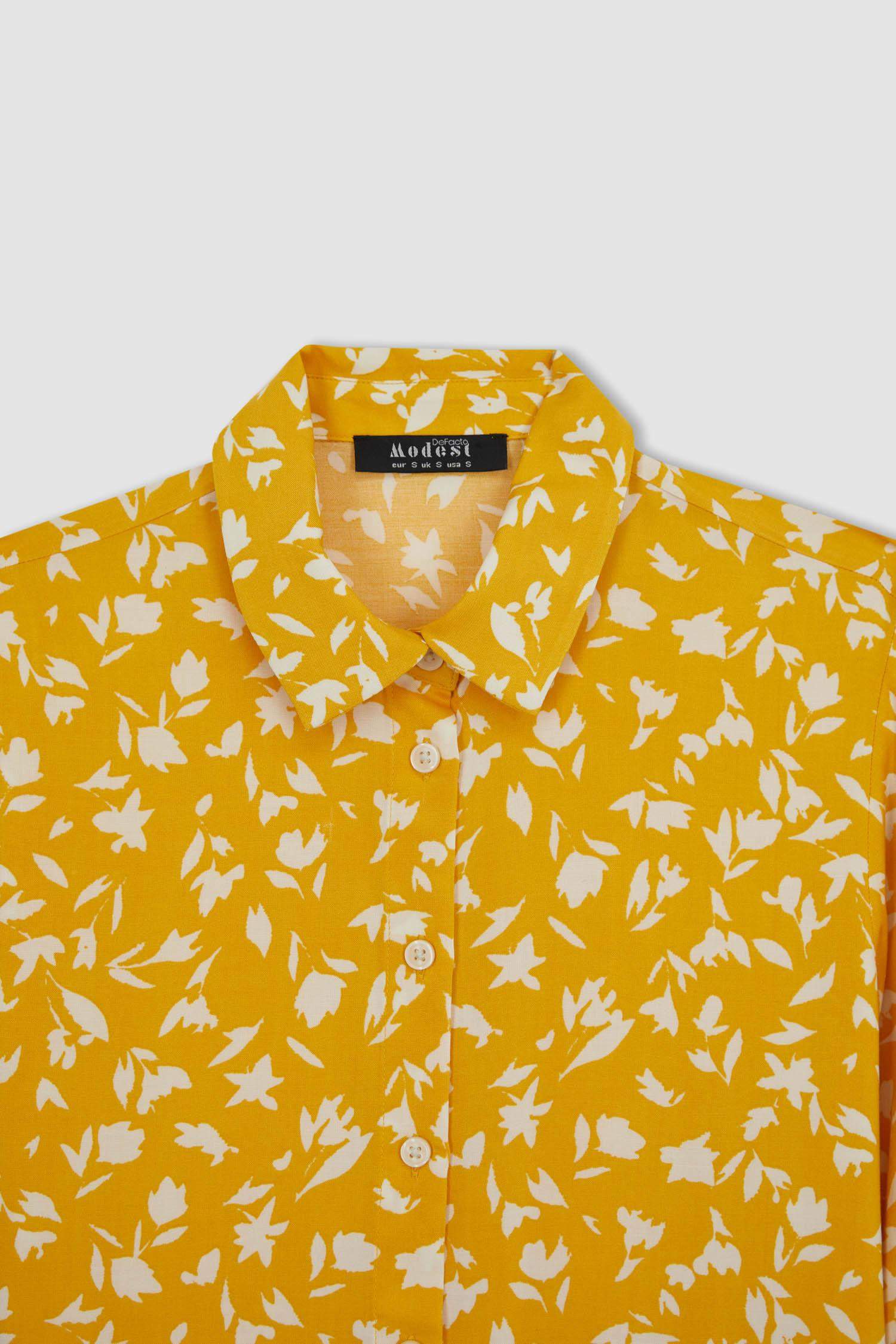 Patterned Long Sleeve Shirt Tunic