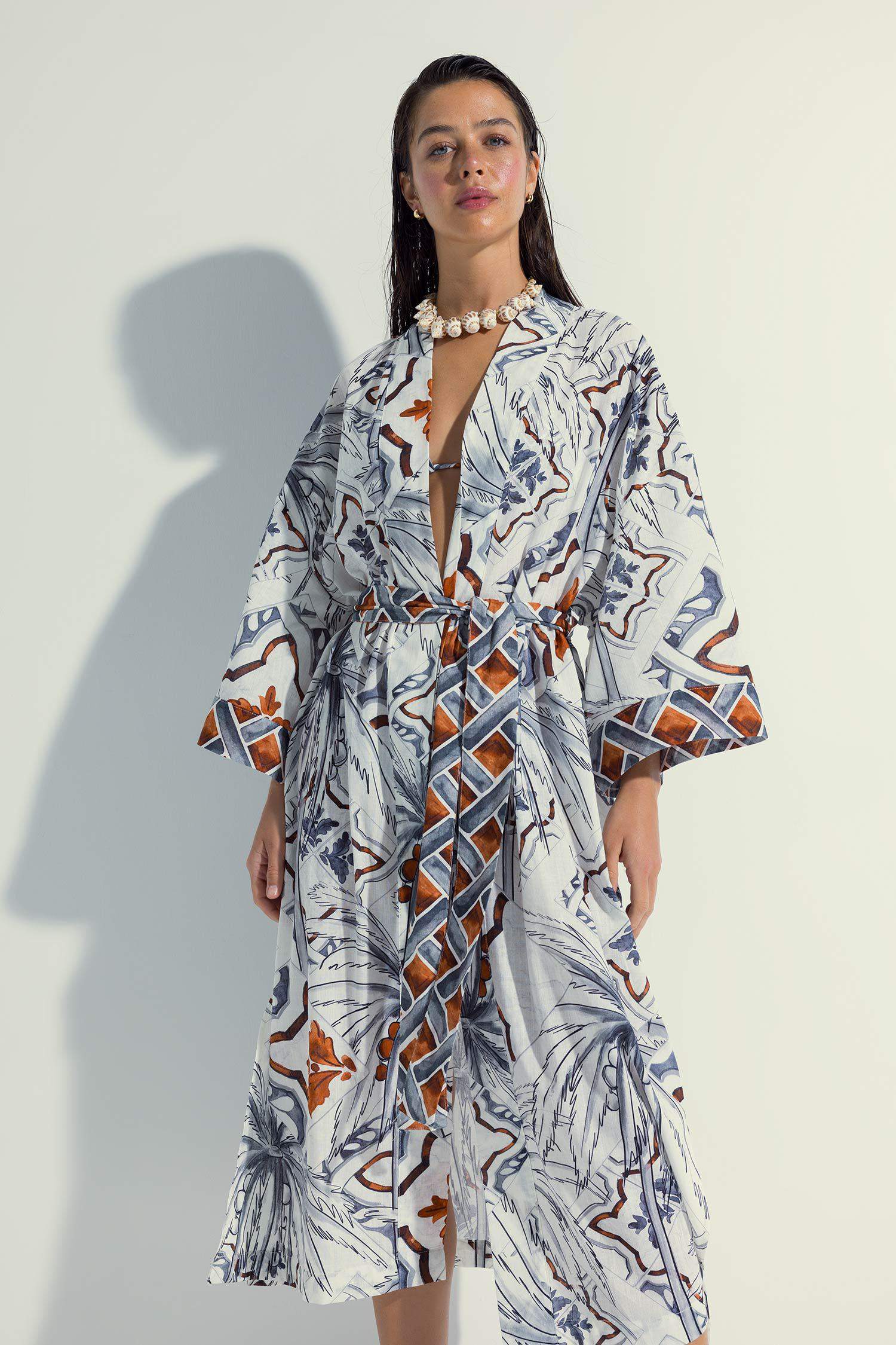 Nefes İstanbul X DeFacto Tropical Patterned Cotton Beach Dress