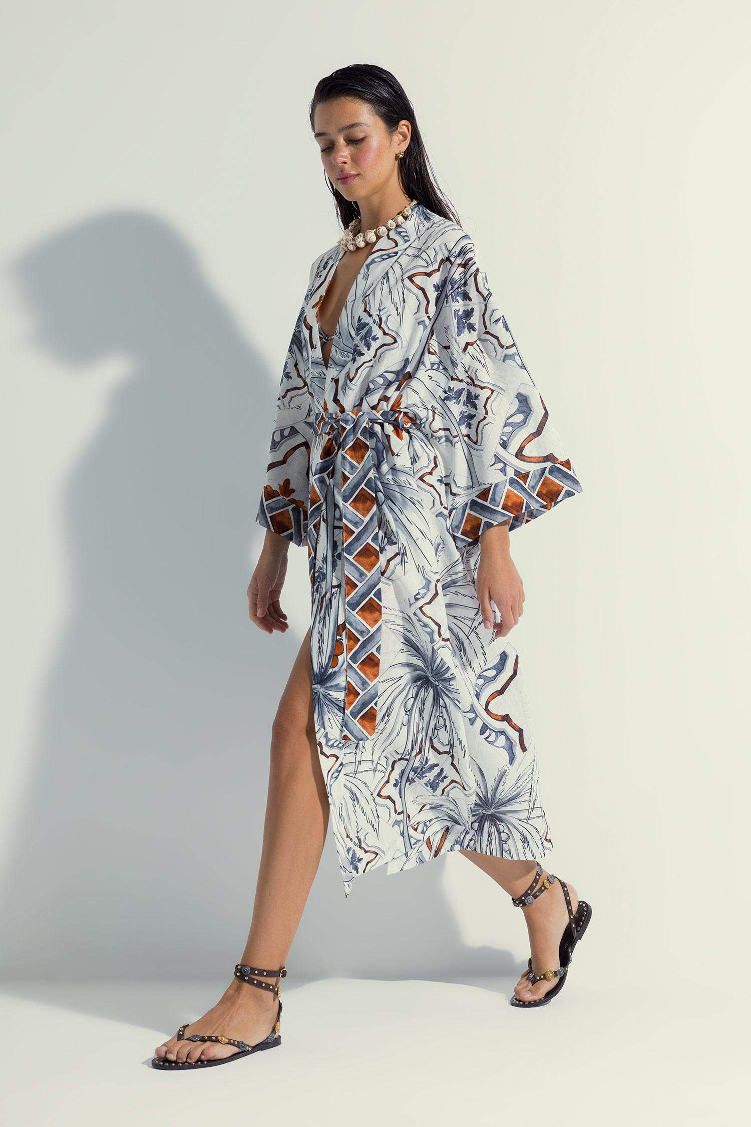 Nefes İstanbul X DeFacto Tropical Patterned Cotton Beach Dress