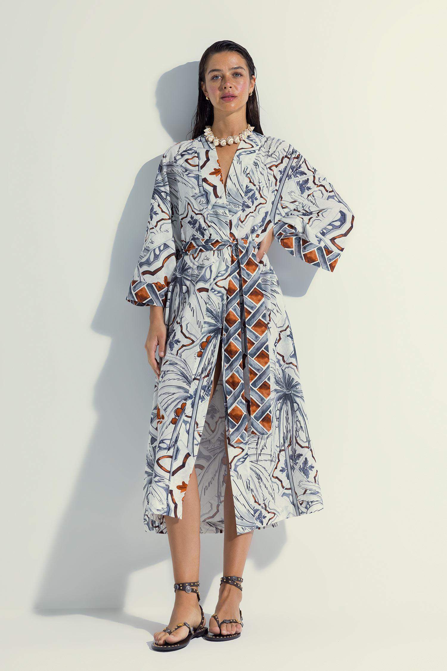 Nefes İstanbul X DeFacto Tropical Patterned Cotton Beach Dress
