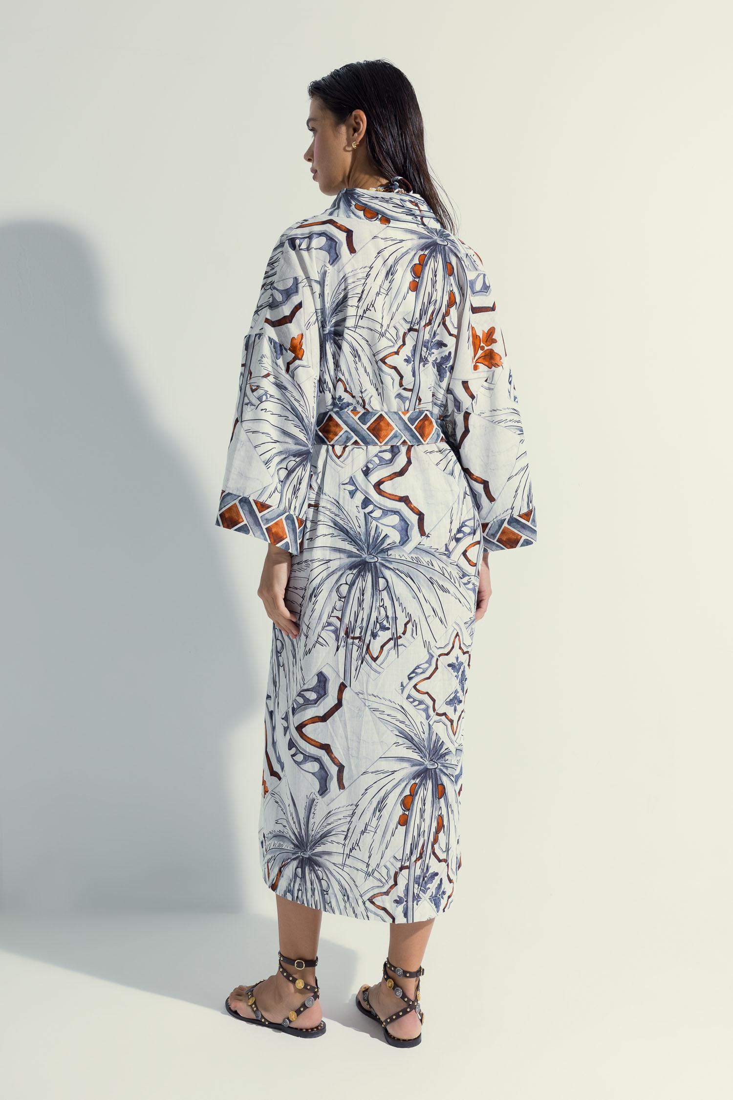 Nefes İstanbul X DeFacto Tropical Patterned Cotton Beach Dress