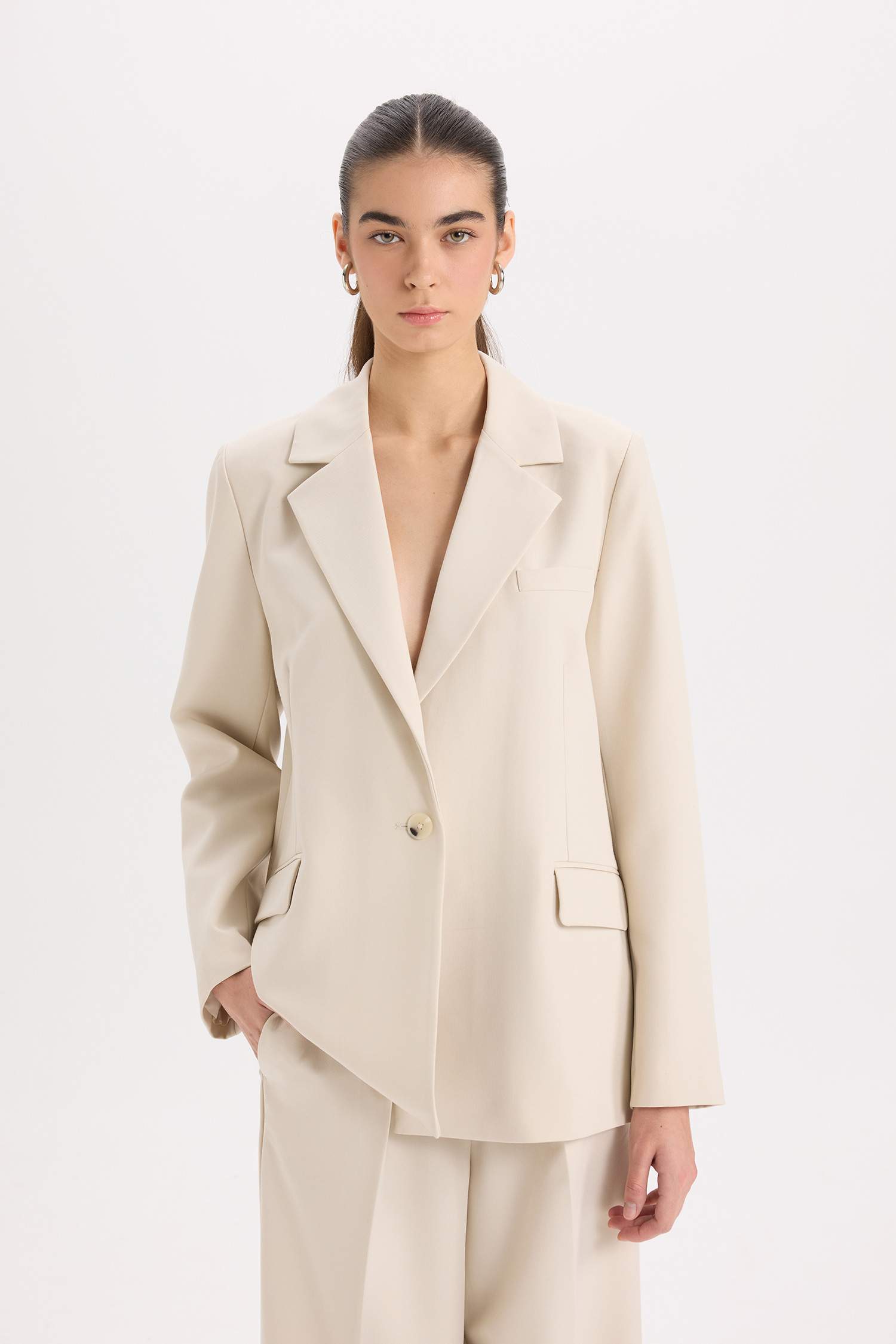 Оверсайз Свободный Покрой Блейзер Пиджак