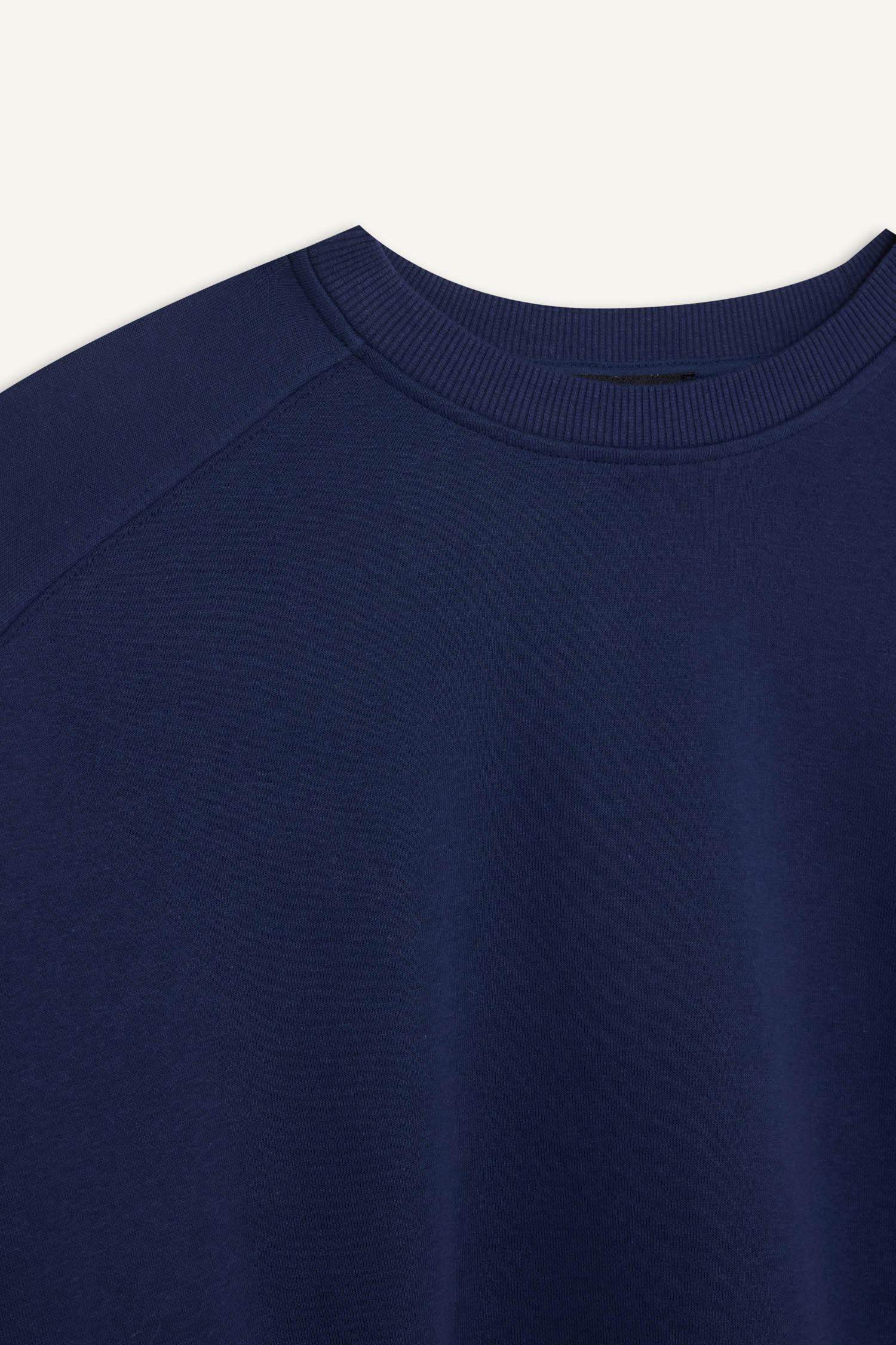 Coool Oversize Geniş Kalıp Bisiklet Yaka Kalın Basic Düz Sweatshirt