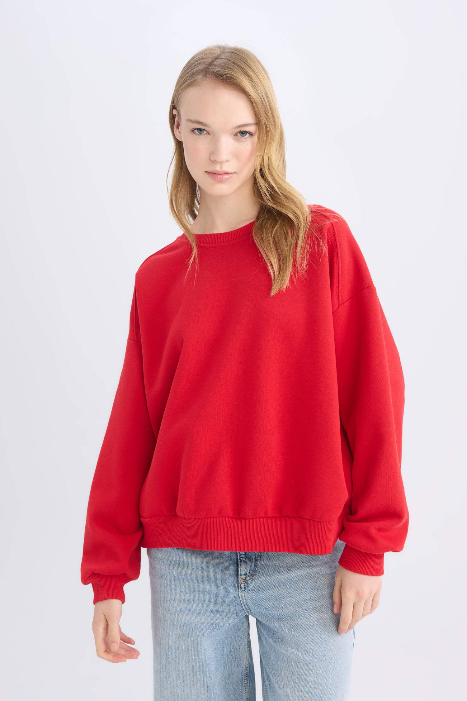 Sweat-shirt Oversize en tissu épais à manches longues et col rond