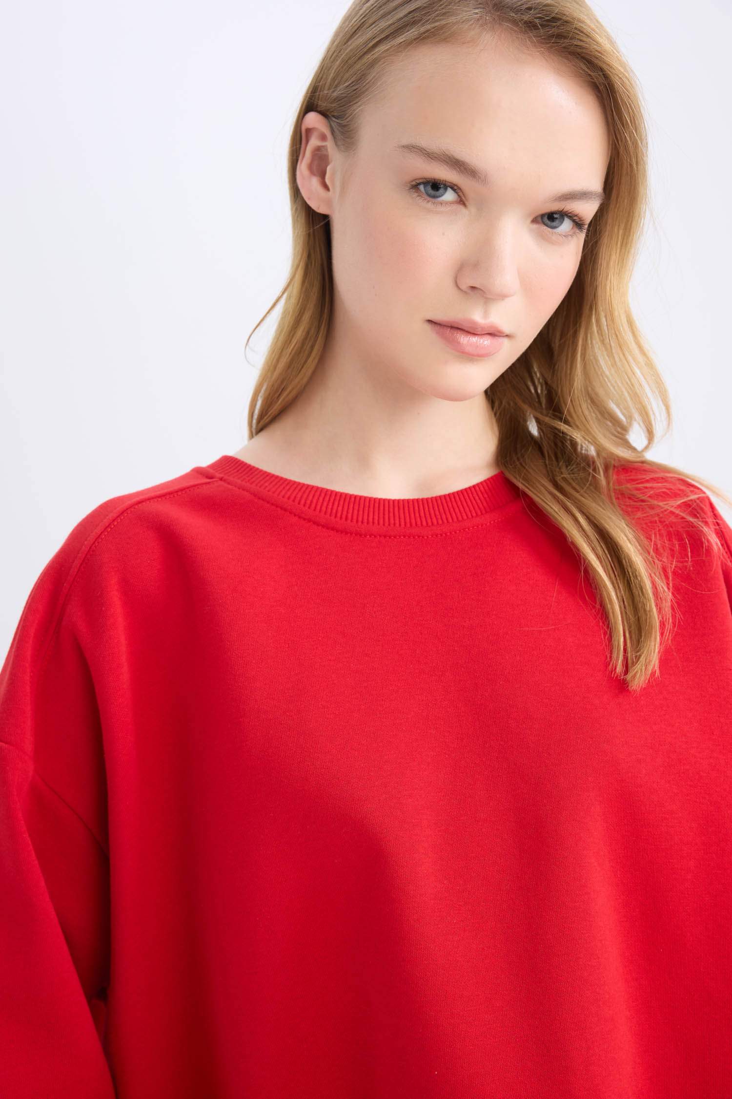 Sweat-shirt Oversize en tissu épais à manches longues et col rond