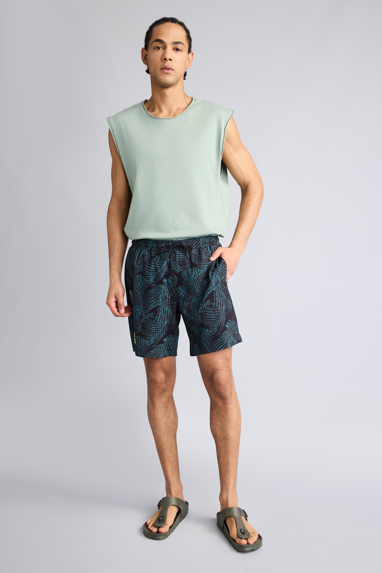 DeFacto Regular Fit Baskılı Kısa Boy Deniz Şortu